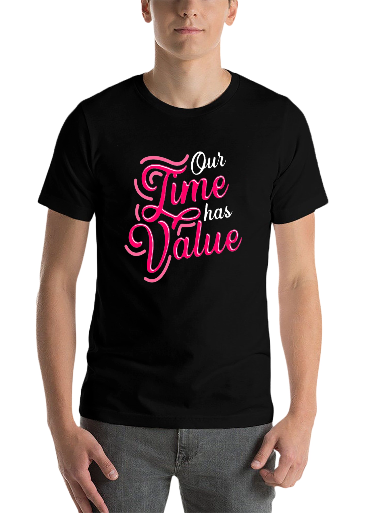 Black Our Time Has Value Black Graphic Tee view 7