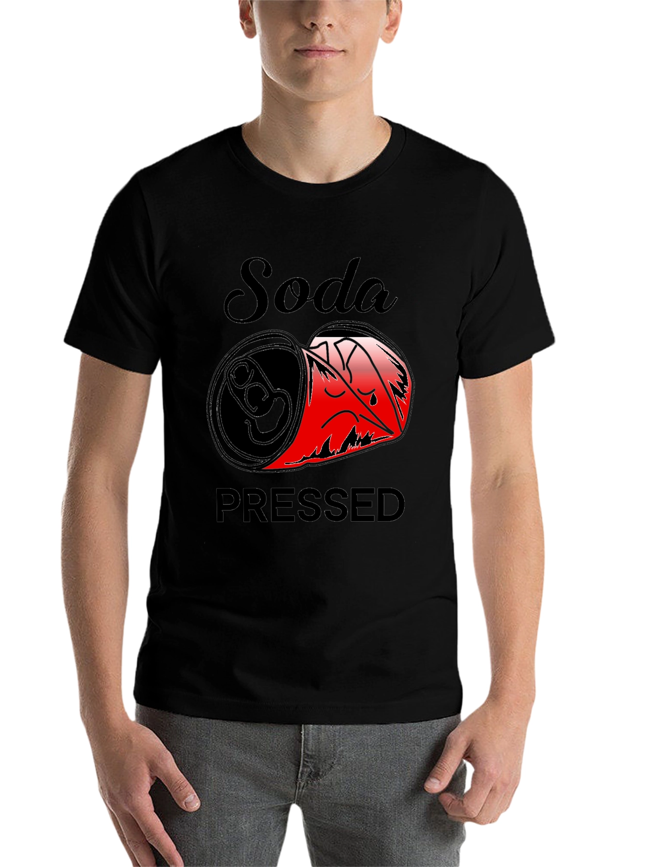Black Soda Pressed Graphic Tee - Funny Pun T-Shirt view 7