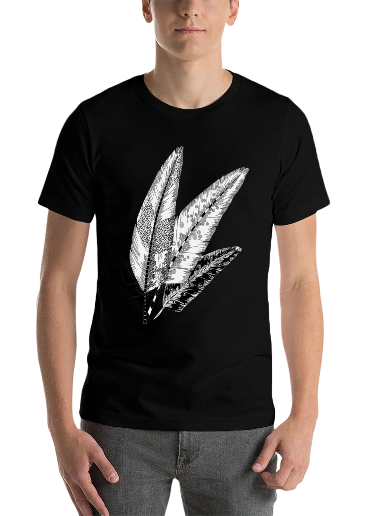 Black Feather Graphic Black Tee view 7