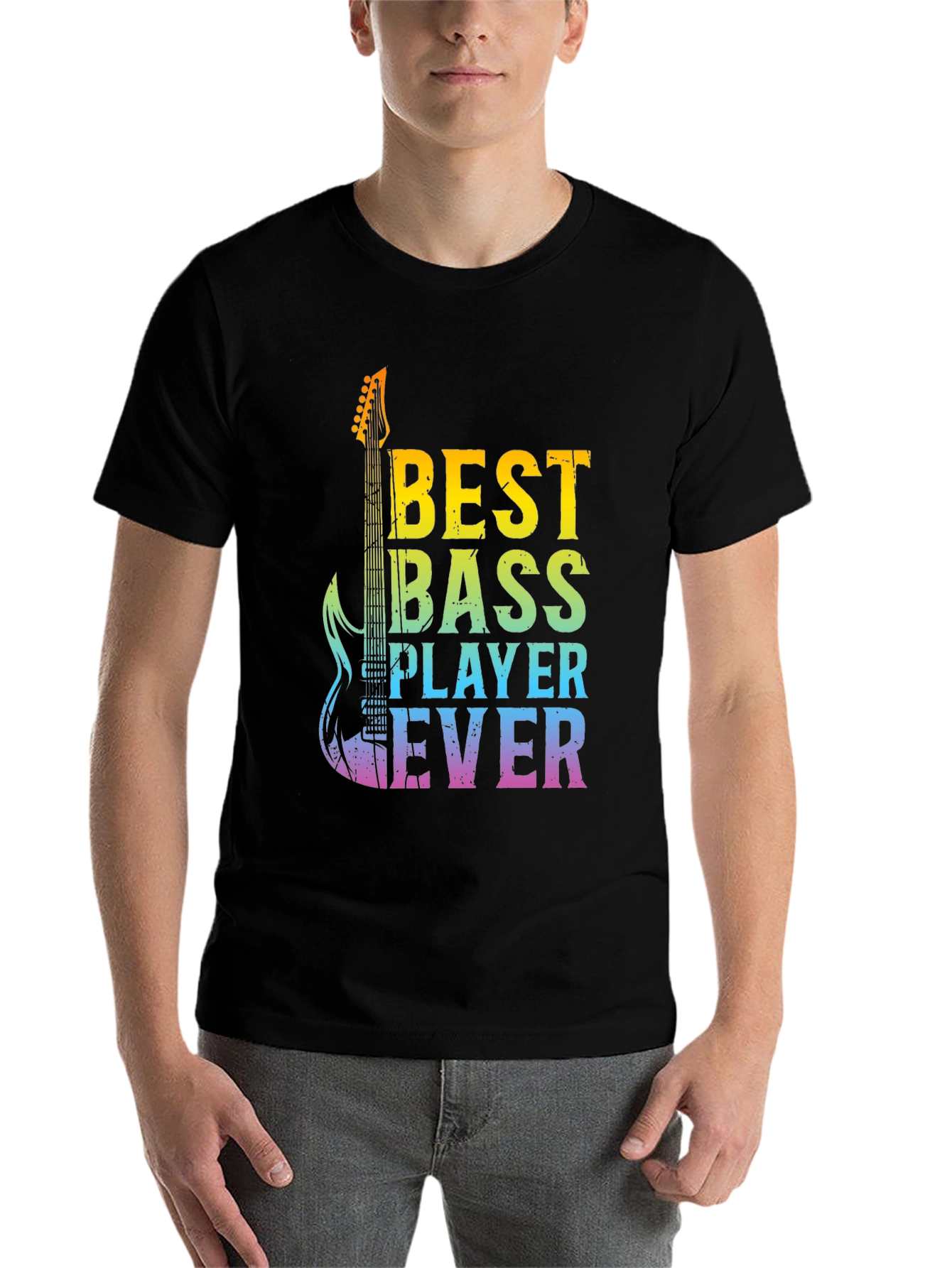 Black Best Bass Player Ever Graphic T-Shirt view 7
