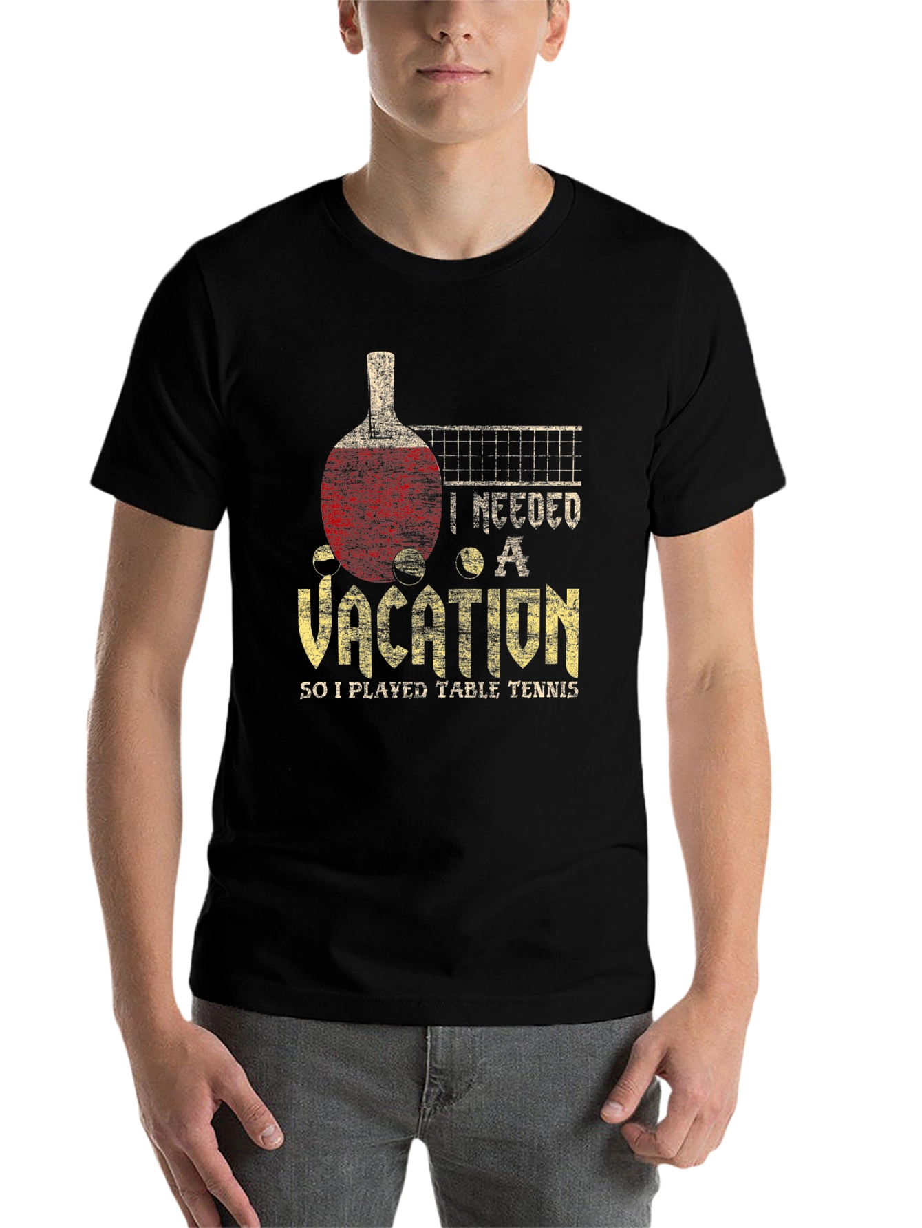 Black Vacation Table Tennis T-Shirt view 7