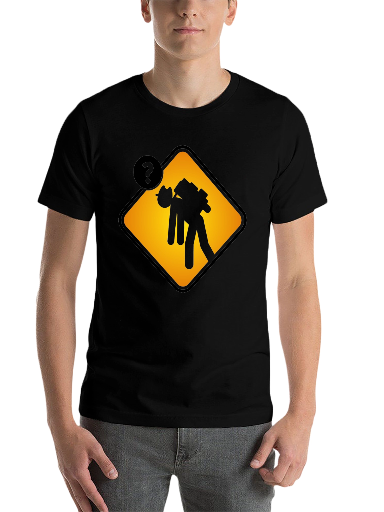 Black Caution Overburdened Graphic Tee - Black Cotton Blend view 7