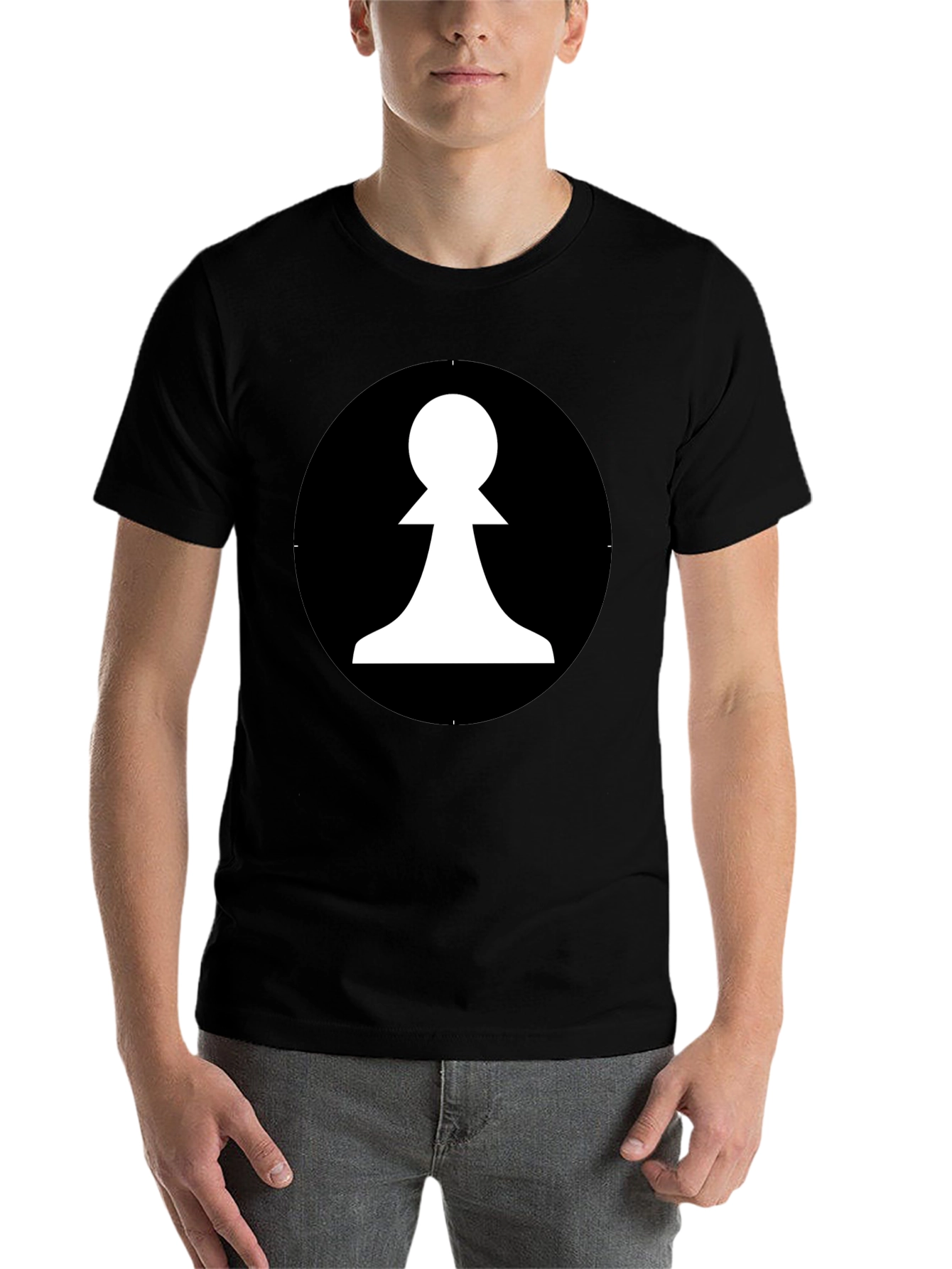 Black Chess Pawn Graphic Tee - Black Cotton T-Shirt view 7