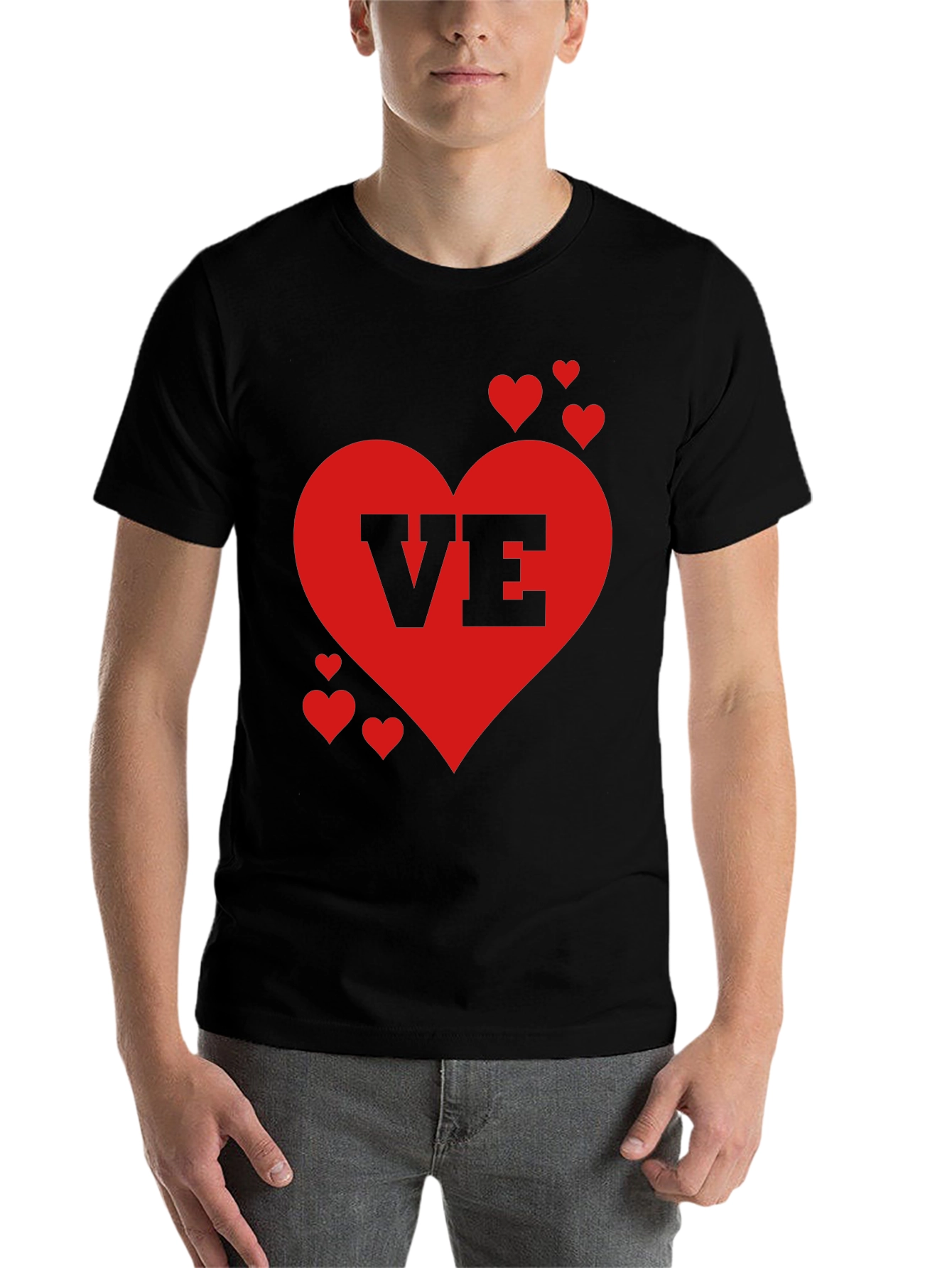 Black Love Valentine's Day Heart Graphic Tee Shirt view 7
