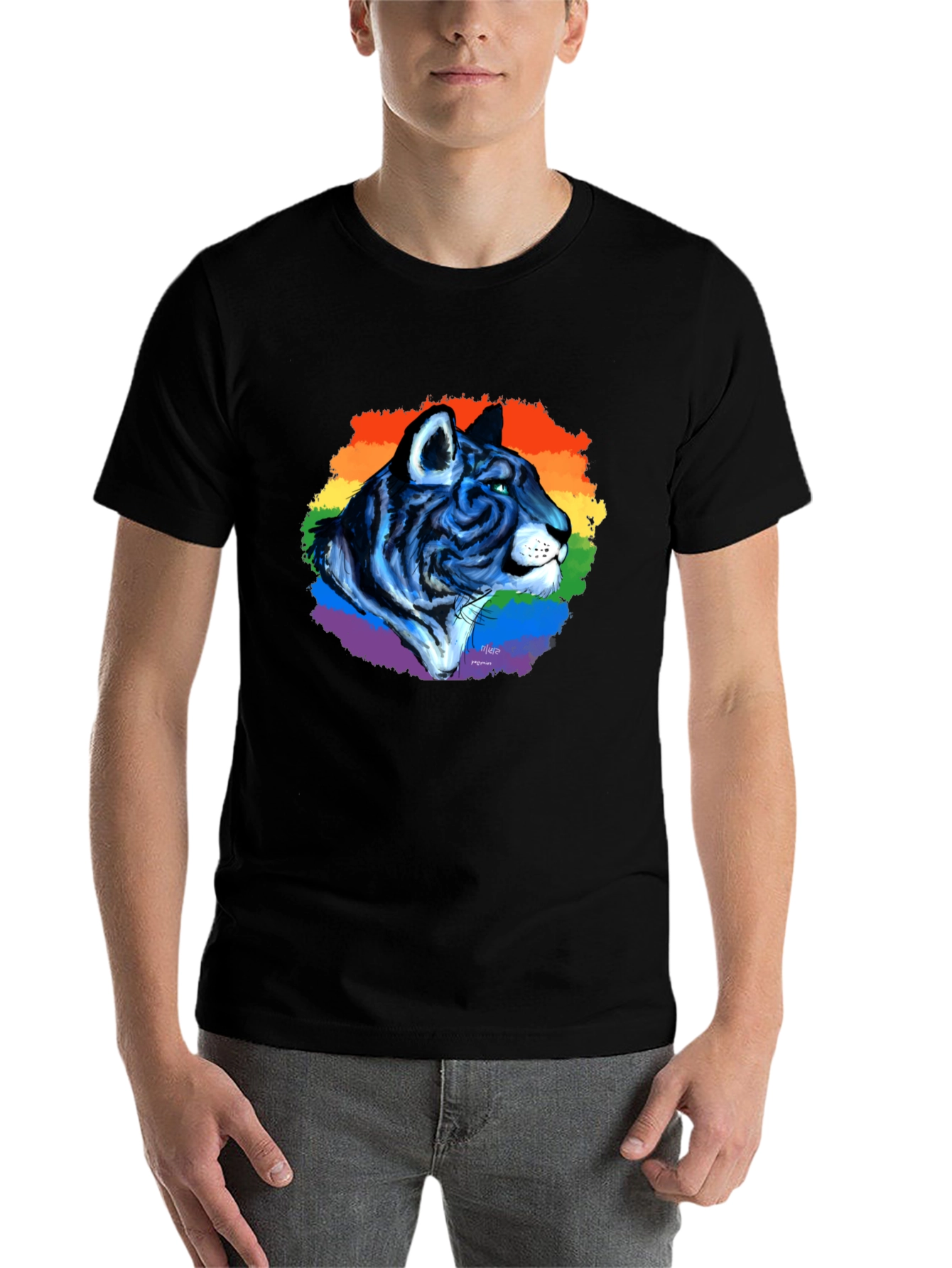 Black Rainbow Tiger Graphic Tee - Pride T-Shirt view 7