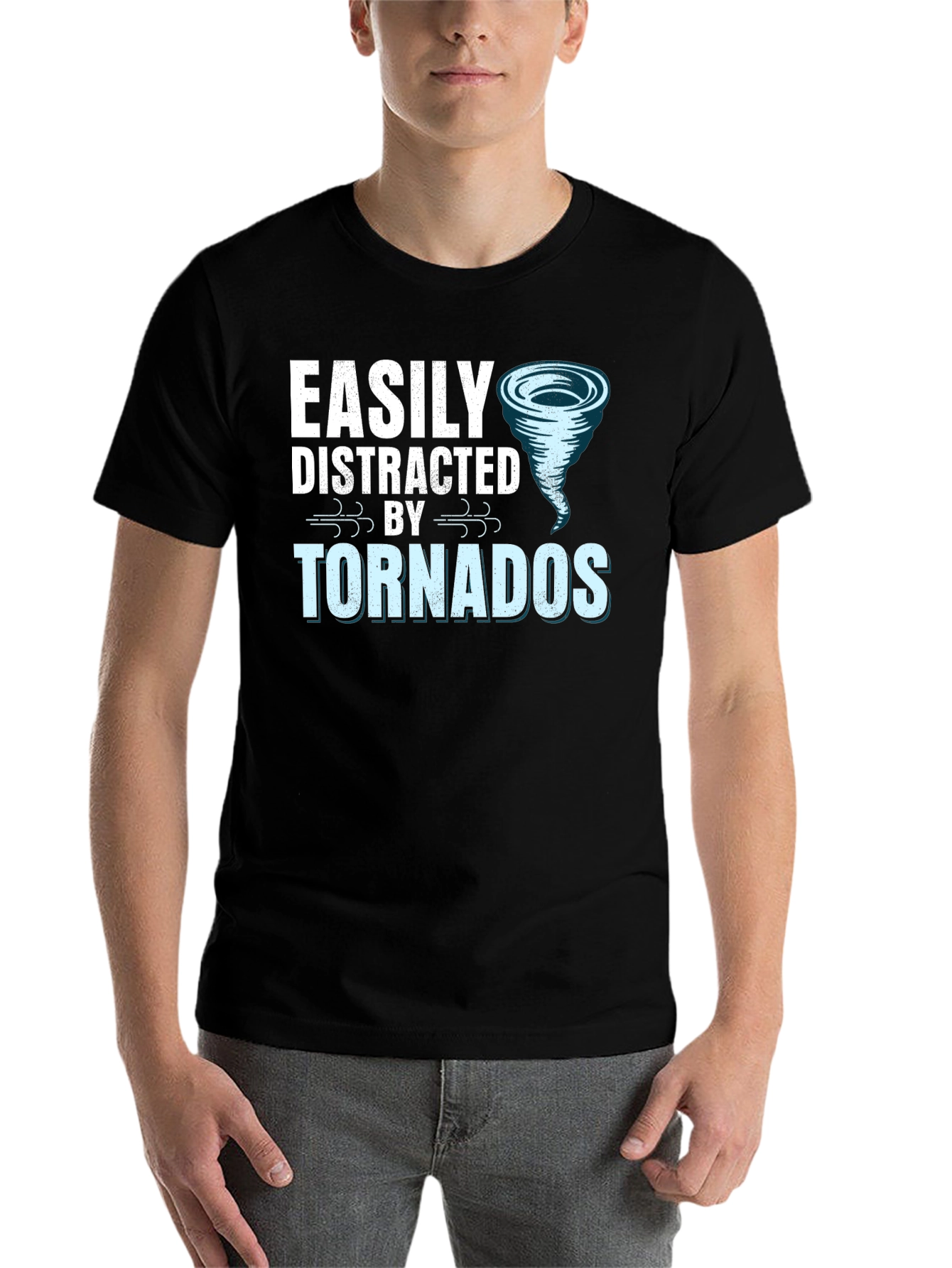 Black Easily Distracted by Tornadoes Graphic Tee view 7