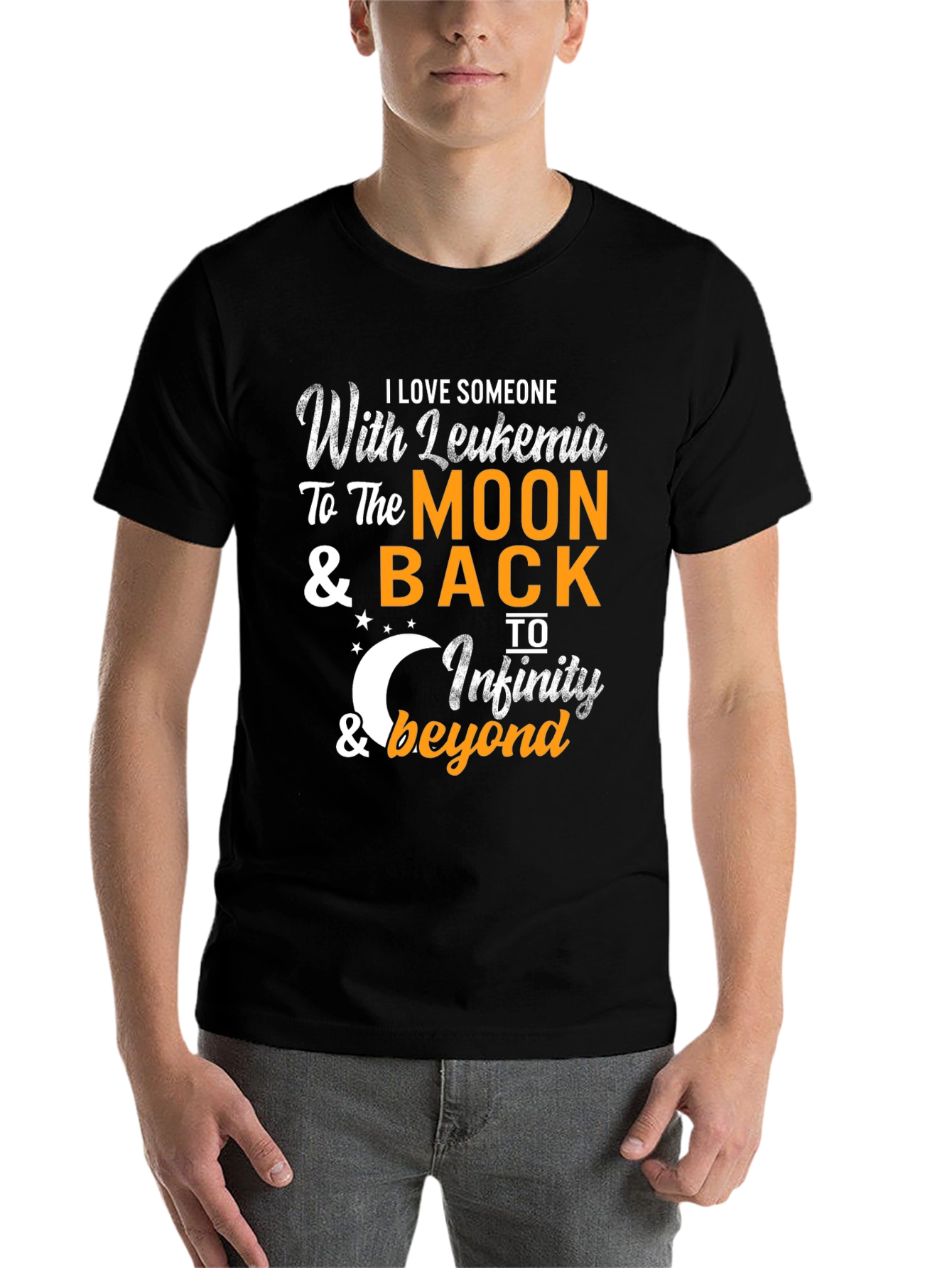 Black Leukemia Awareness T-Shirt - Love to the Moon view 7
