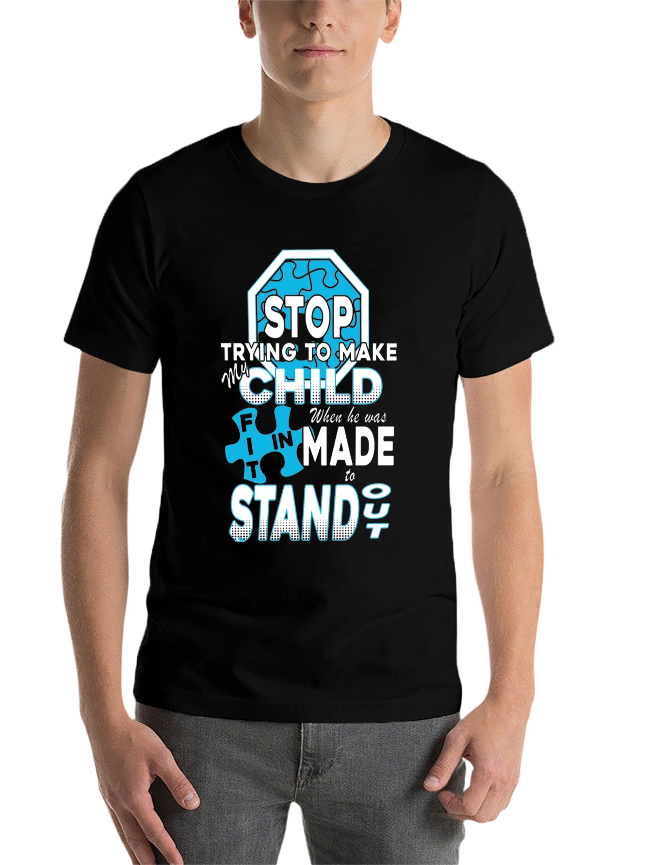 Black Autism Awareness T-Shirt: Stand Out view 7