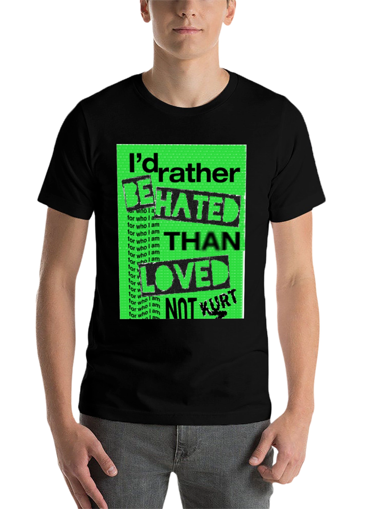 Black I'd Rather Be Hated Men's Graphic Tee view 7