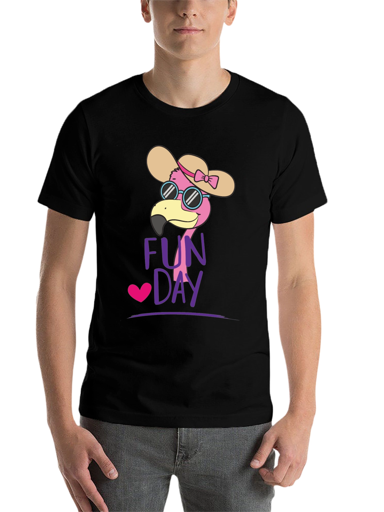 Black Fun Day Flamingo Graphic Tee - Casual Comfort view 7