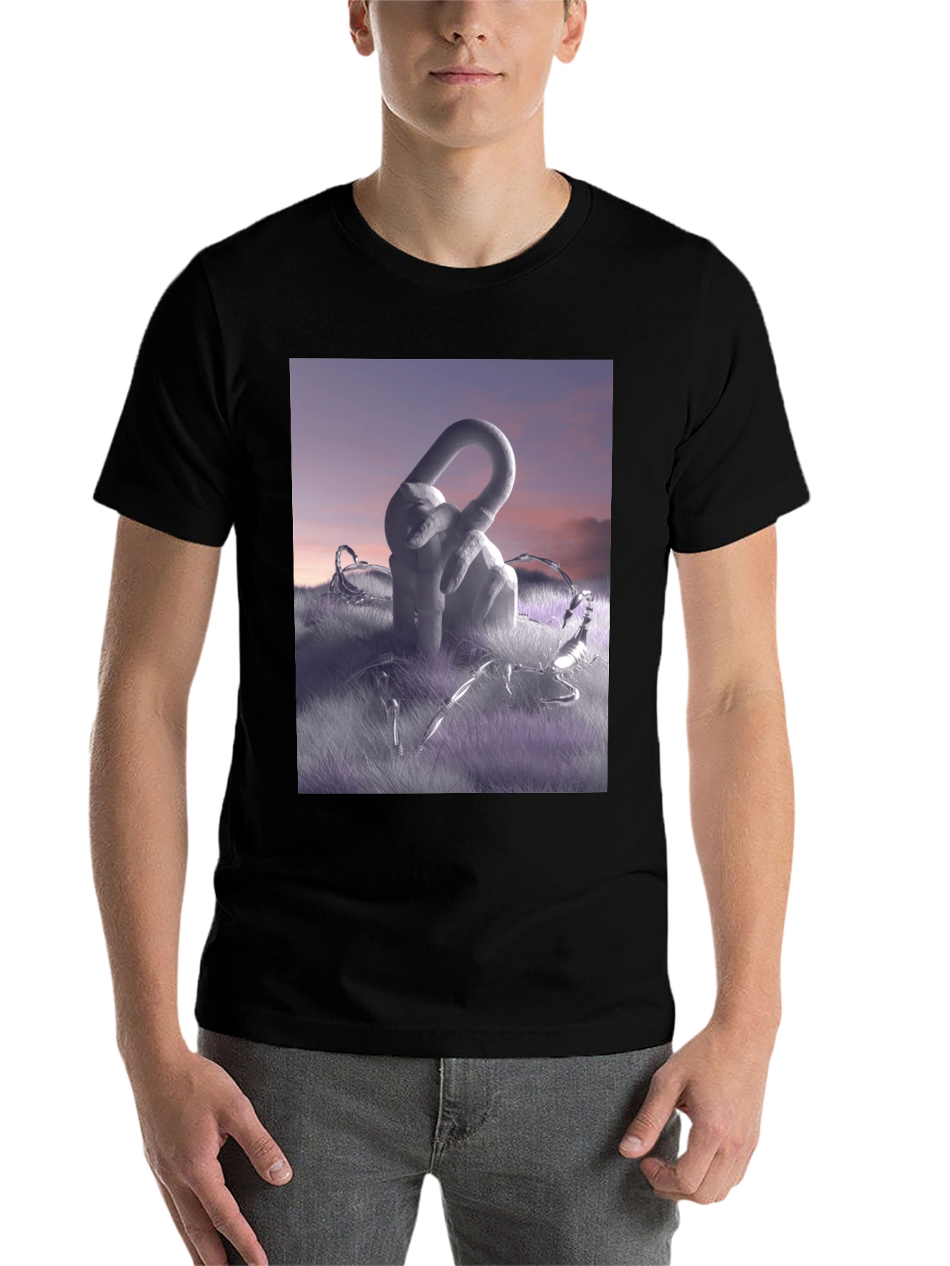 Black Abstract Sculpture Graphic Tee - Modern Art Shirt view 7