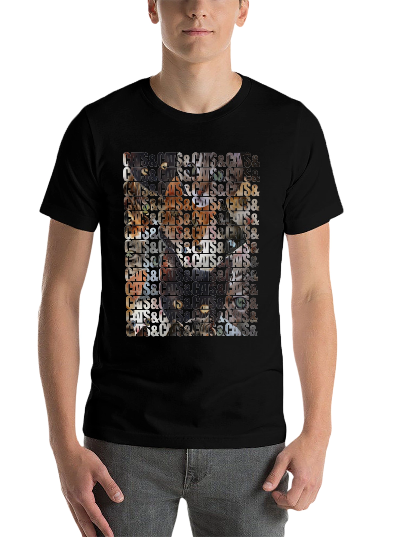 Black Cats Patterned Graphic T-Shirt view 7
