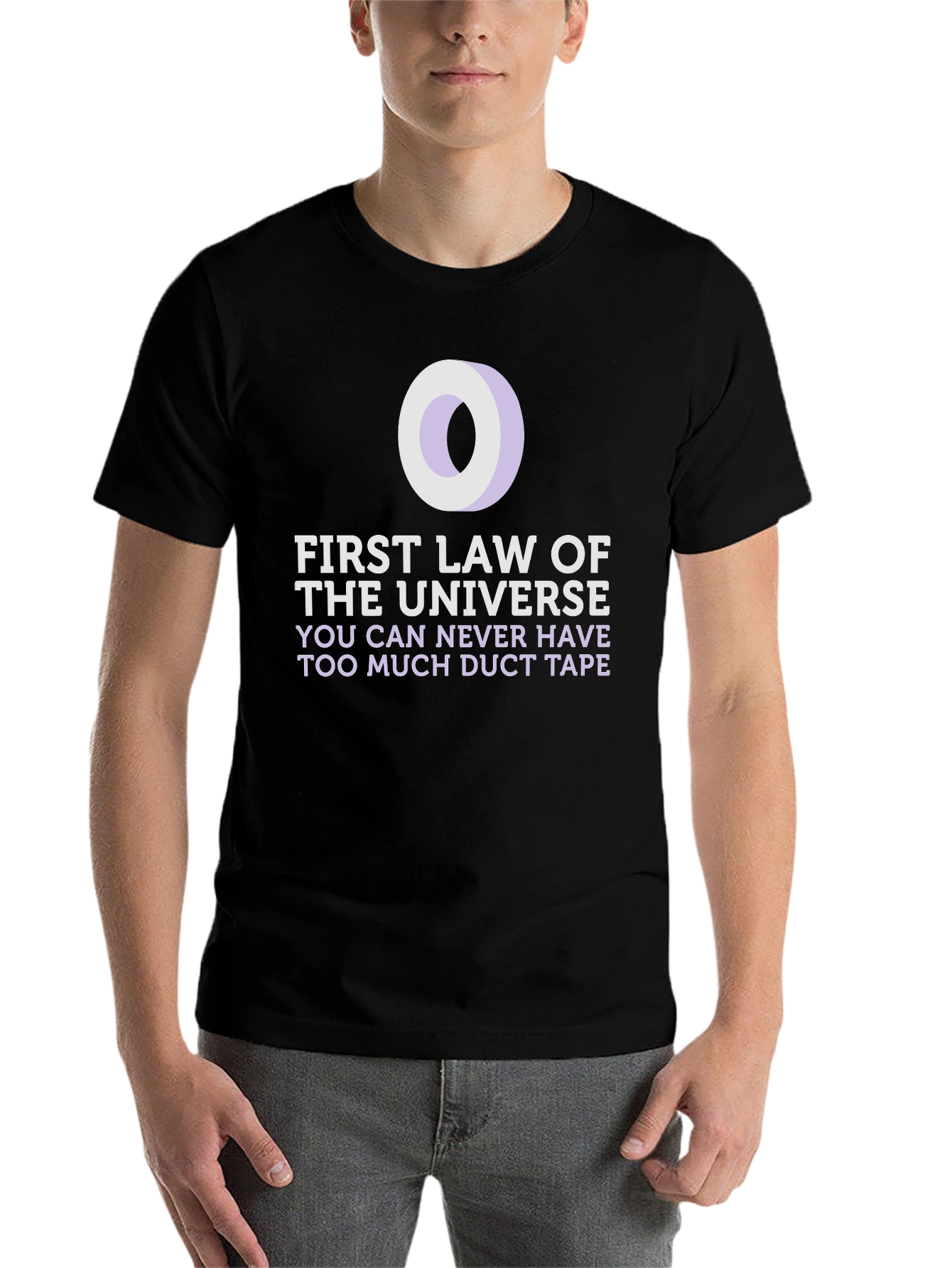 Black Duct Tape T-Shirt: First Law of the Universe Funny Tee view 7