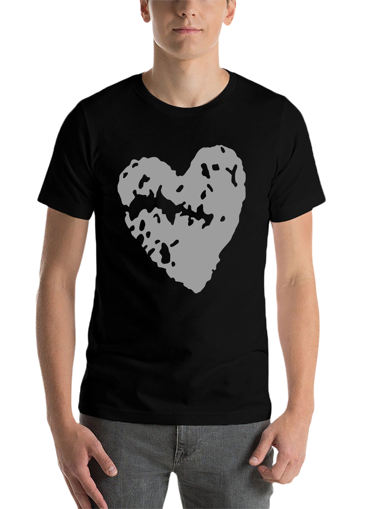 Black Abstract Heart Graphic Black Tee view 7