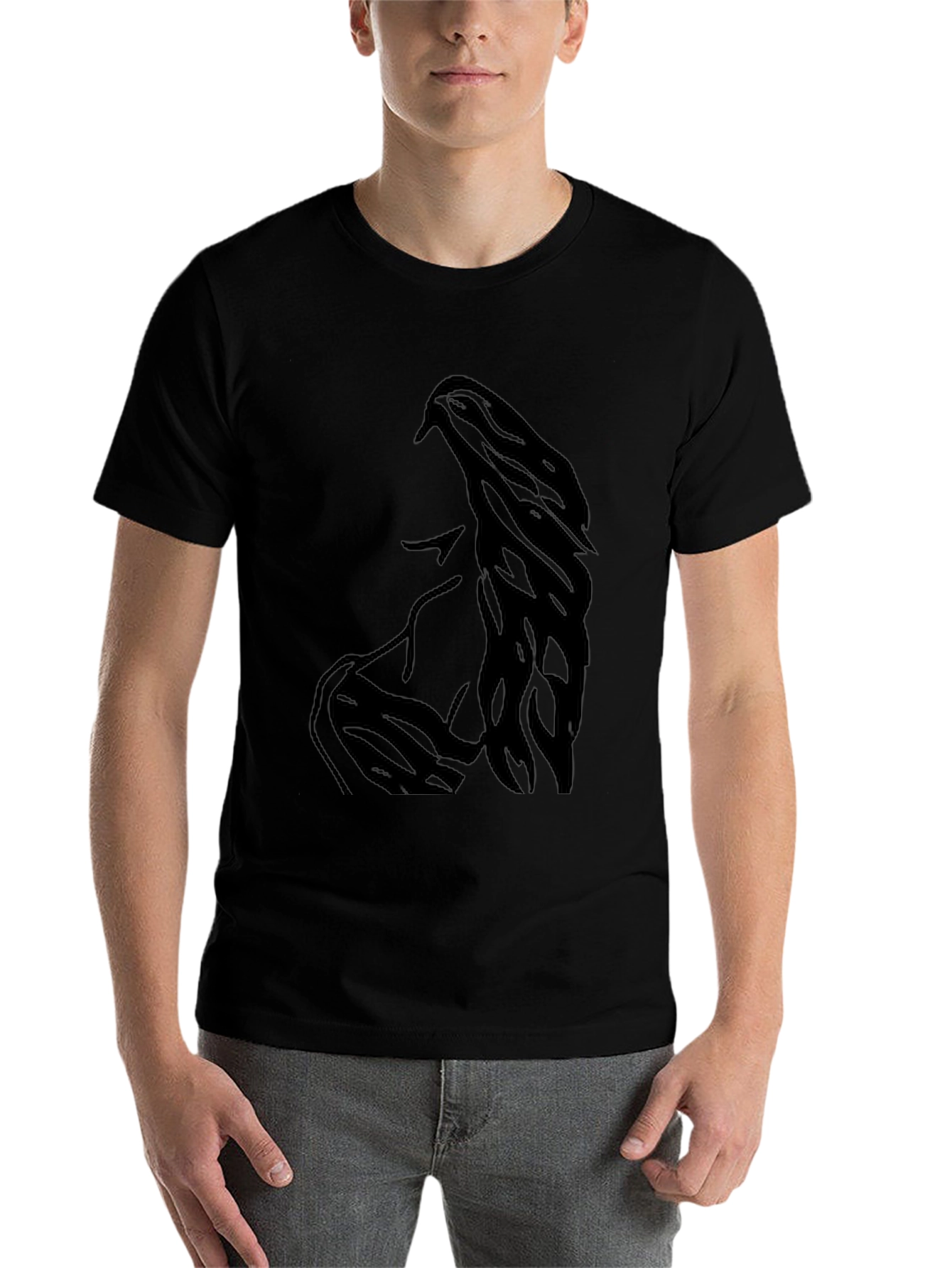 Black Black Graphic Tee: Woman Portrait Silhouette view 7