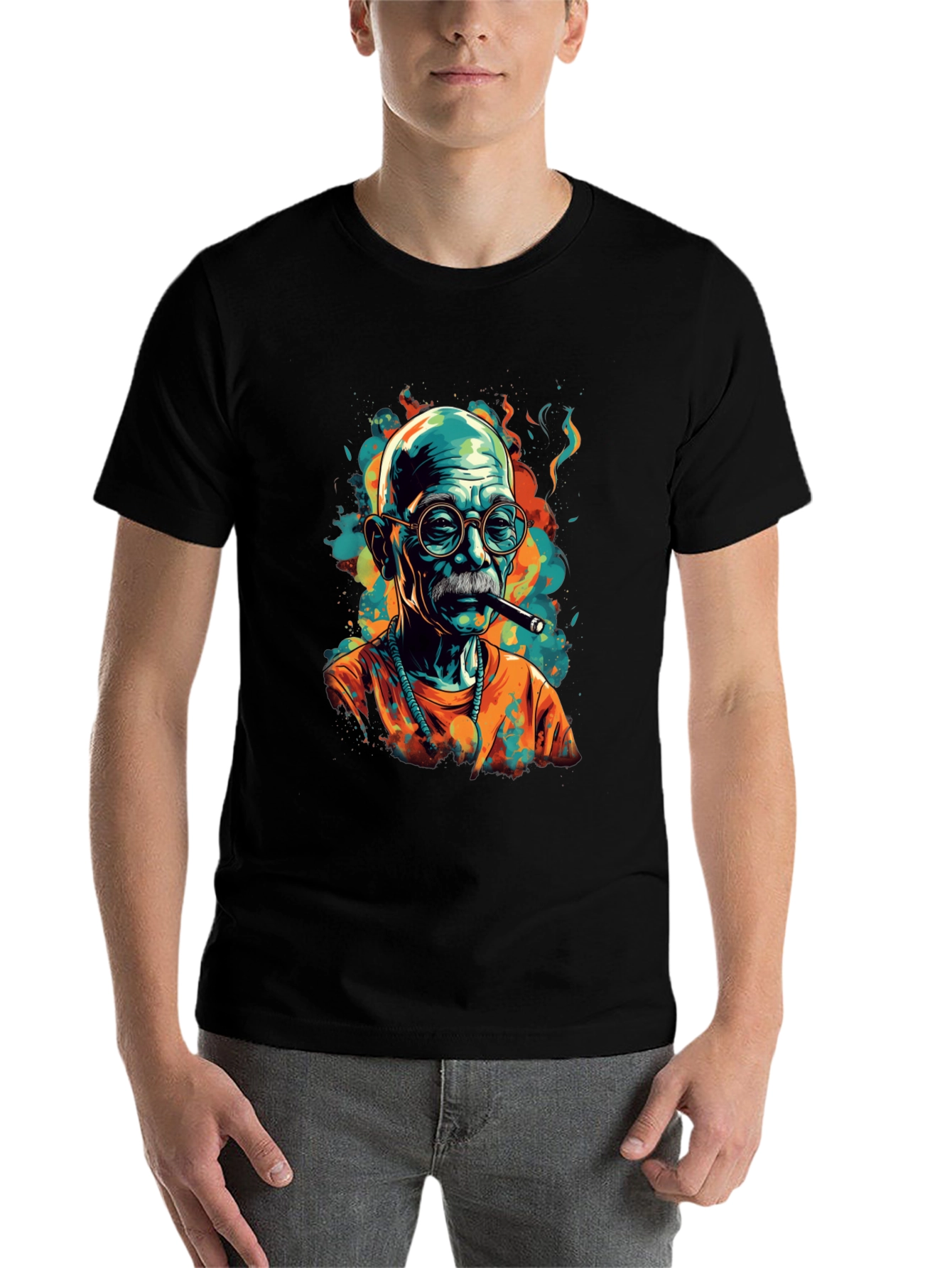 Black Cigar Smoker Graphic Tee - Unique Style view 7