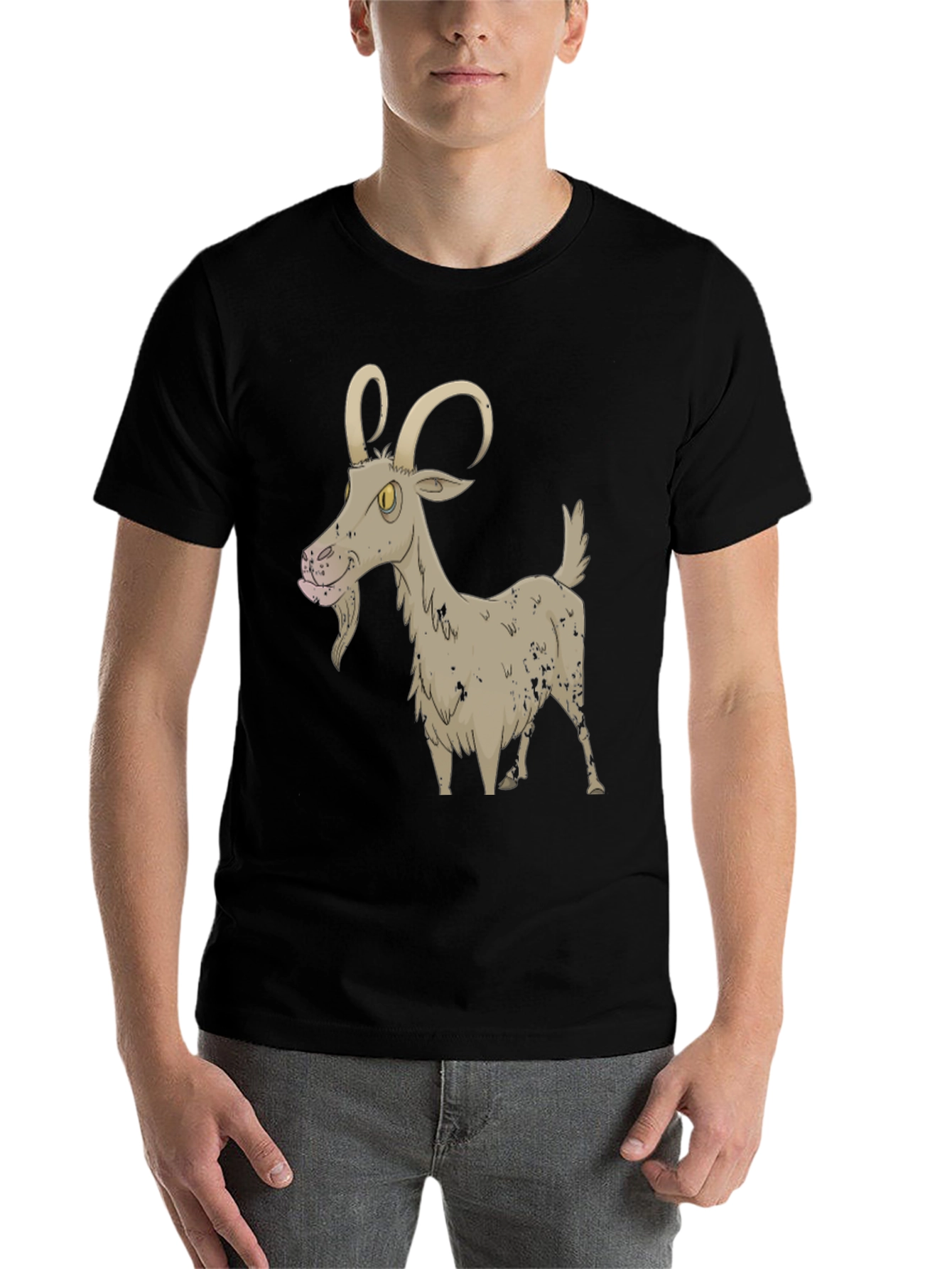 Black Cartoon Goat Black T-Shirt view 7