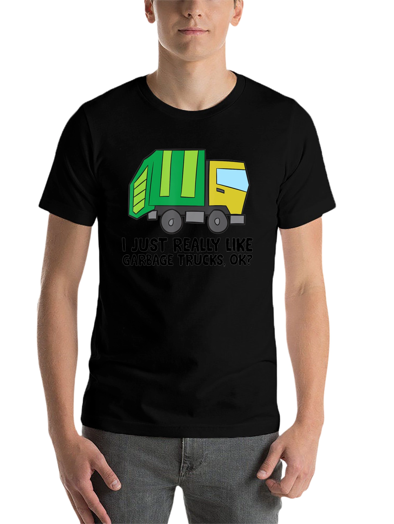 Black Garbage Truck Lover T-Shirt view 7