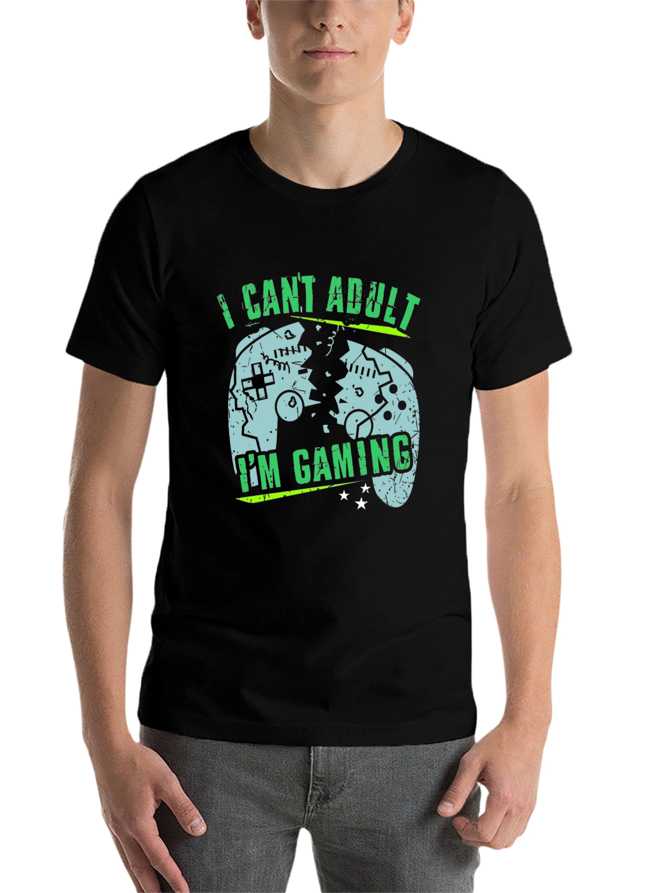 Black I Can't Adult I'm Gaming T-Shirt view 7