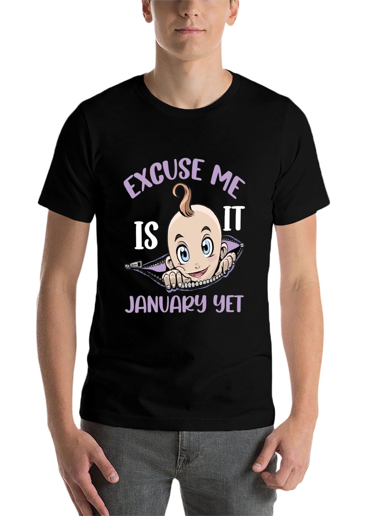 Excuse Me Is It January Yet Funny Pregnancy T-Shirt - 7
