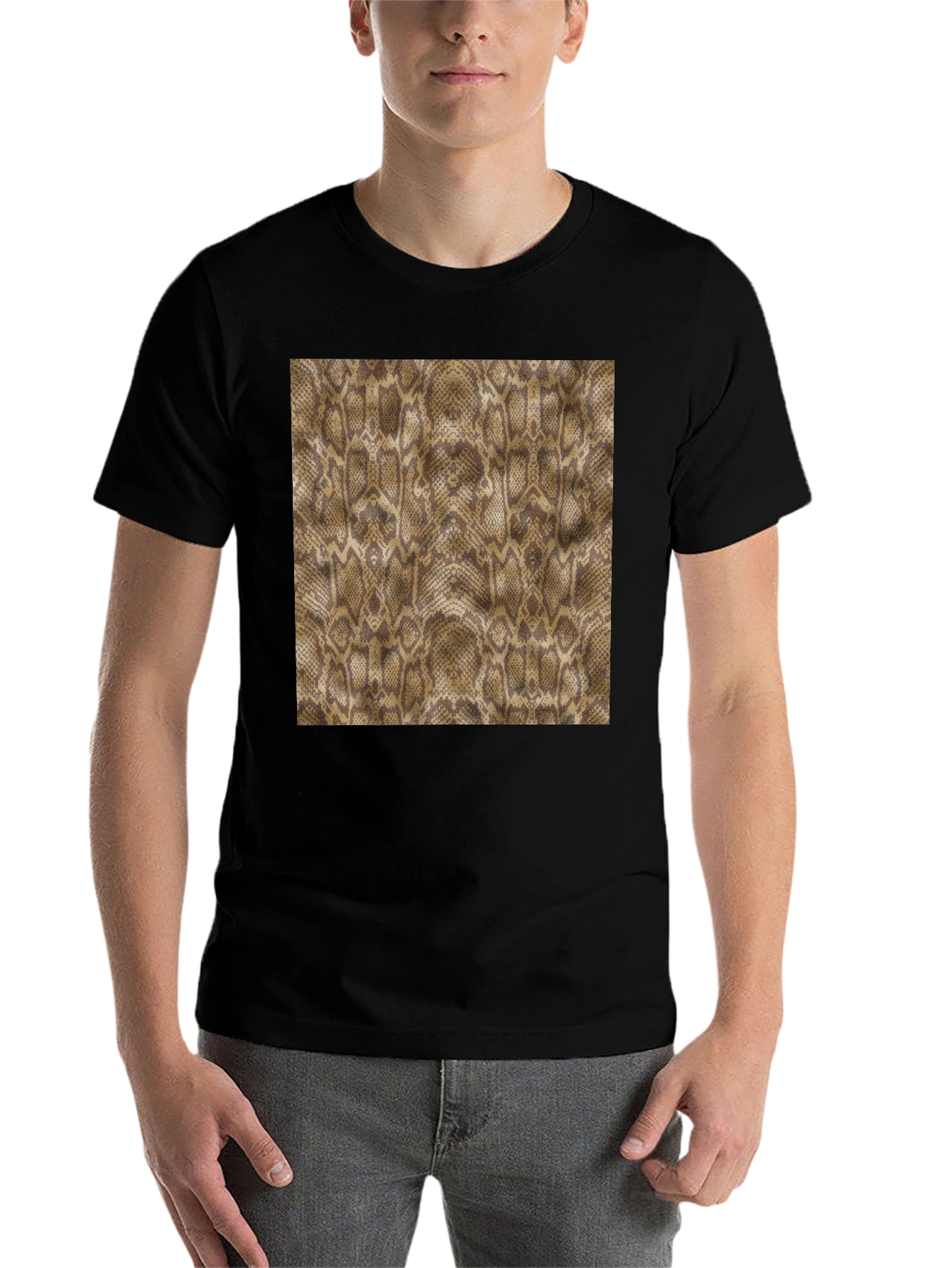 Black Snakeskin Print Black T-Shirt view 7