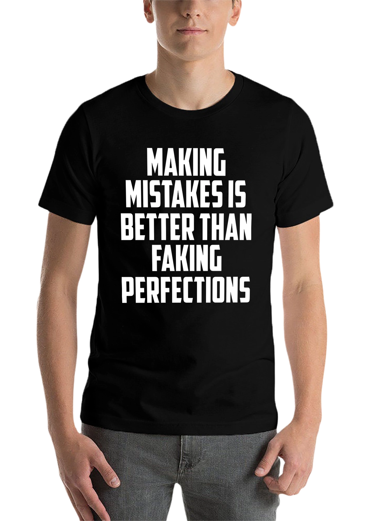 Black Making Mistakes T-Shirt - Motivational Men's Tee view 7