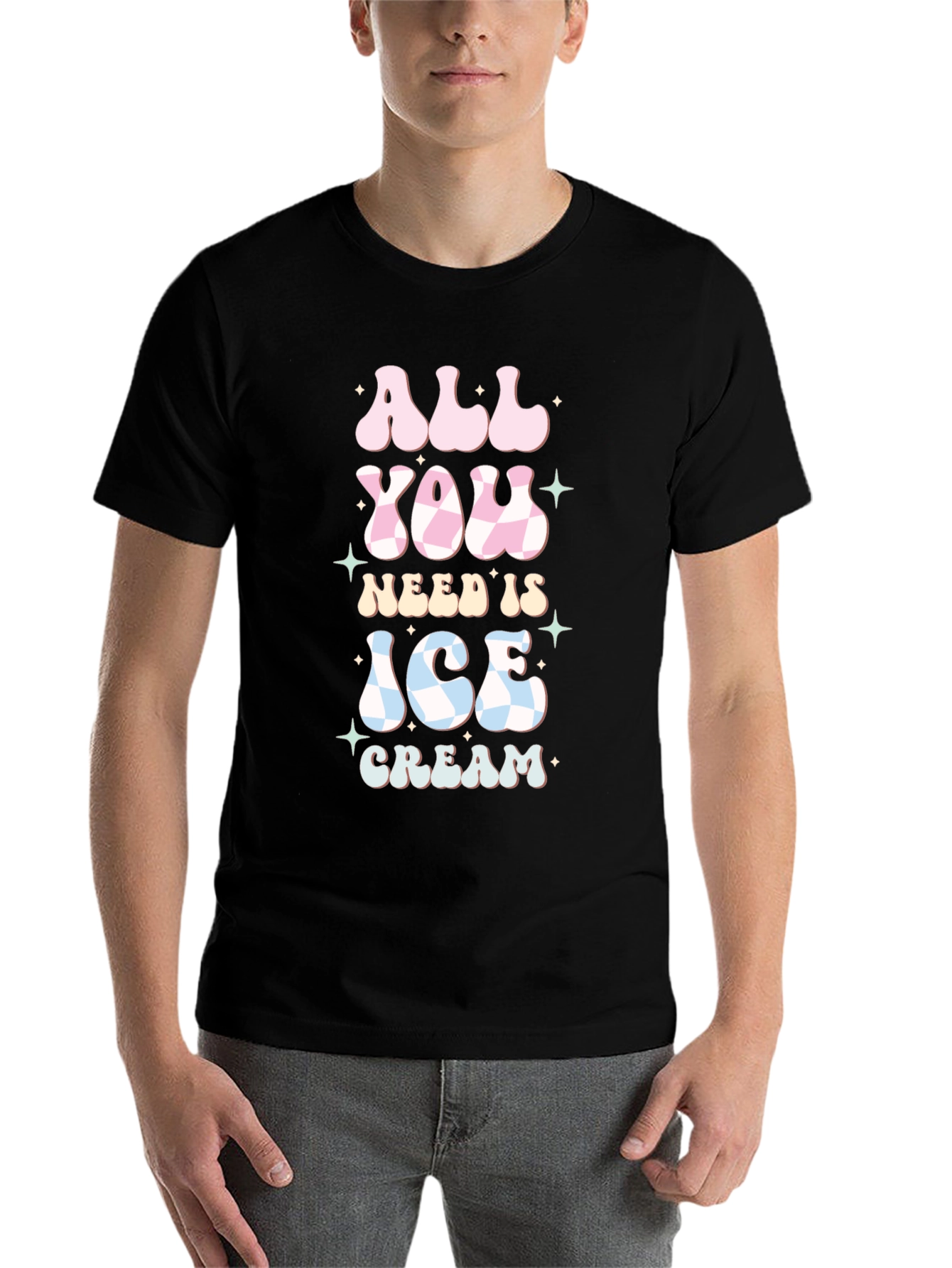 Black All You Need Is Ice Cream Graphic Tee view 7
