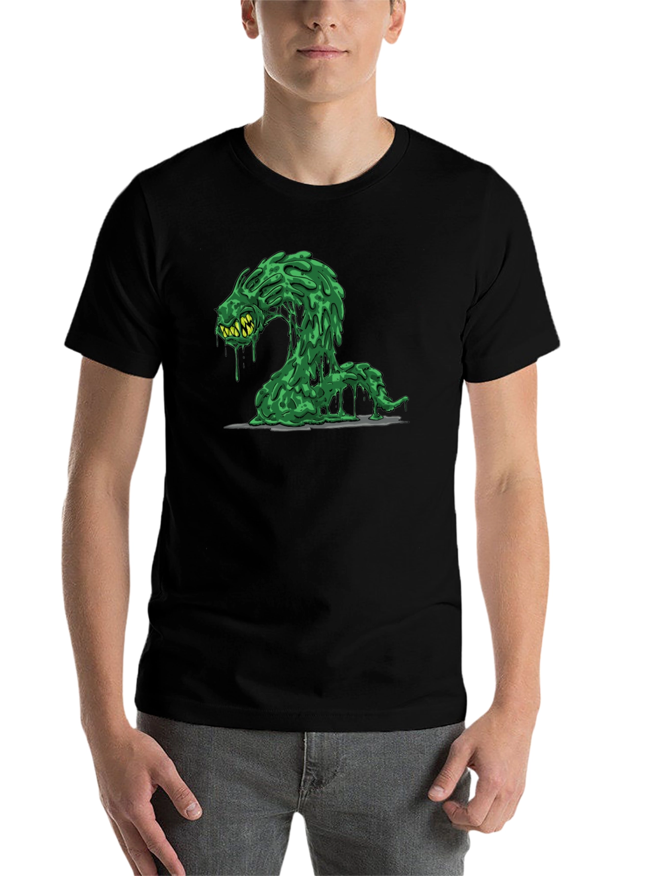 Black Slime Monster Graphic T-Shirt - Unique Creature Design view 7