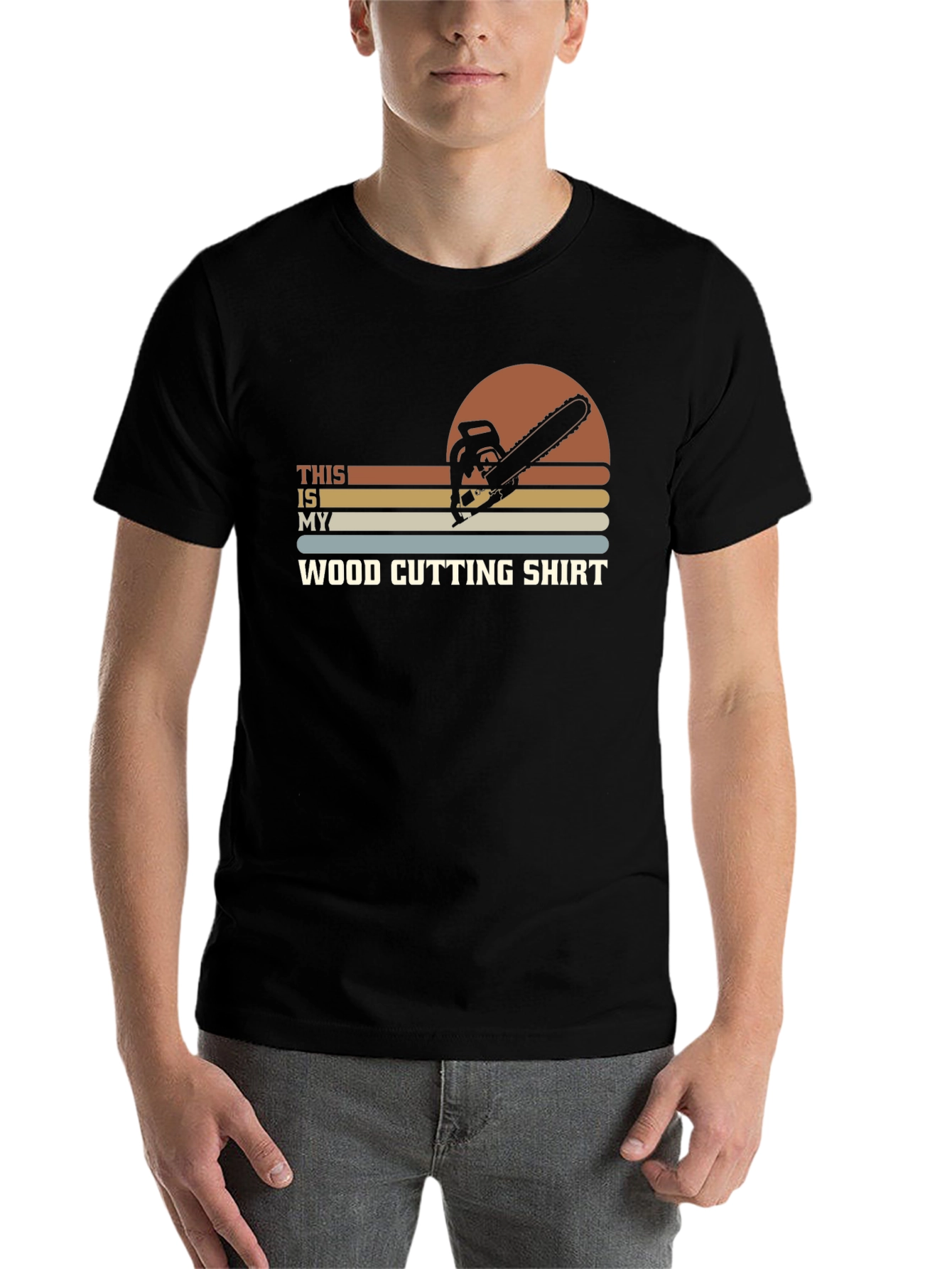 Black Wood Cutting Shirt - Chainsaw Graphic Tee view 7