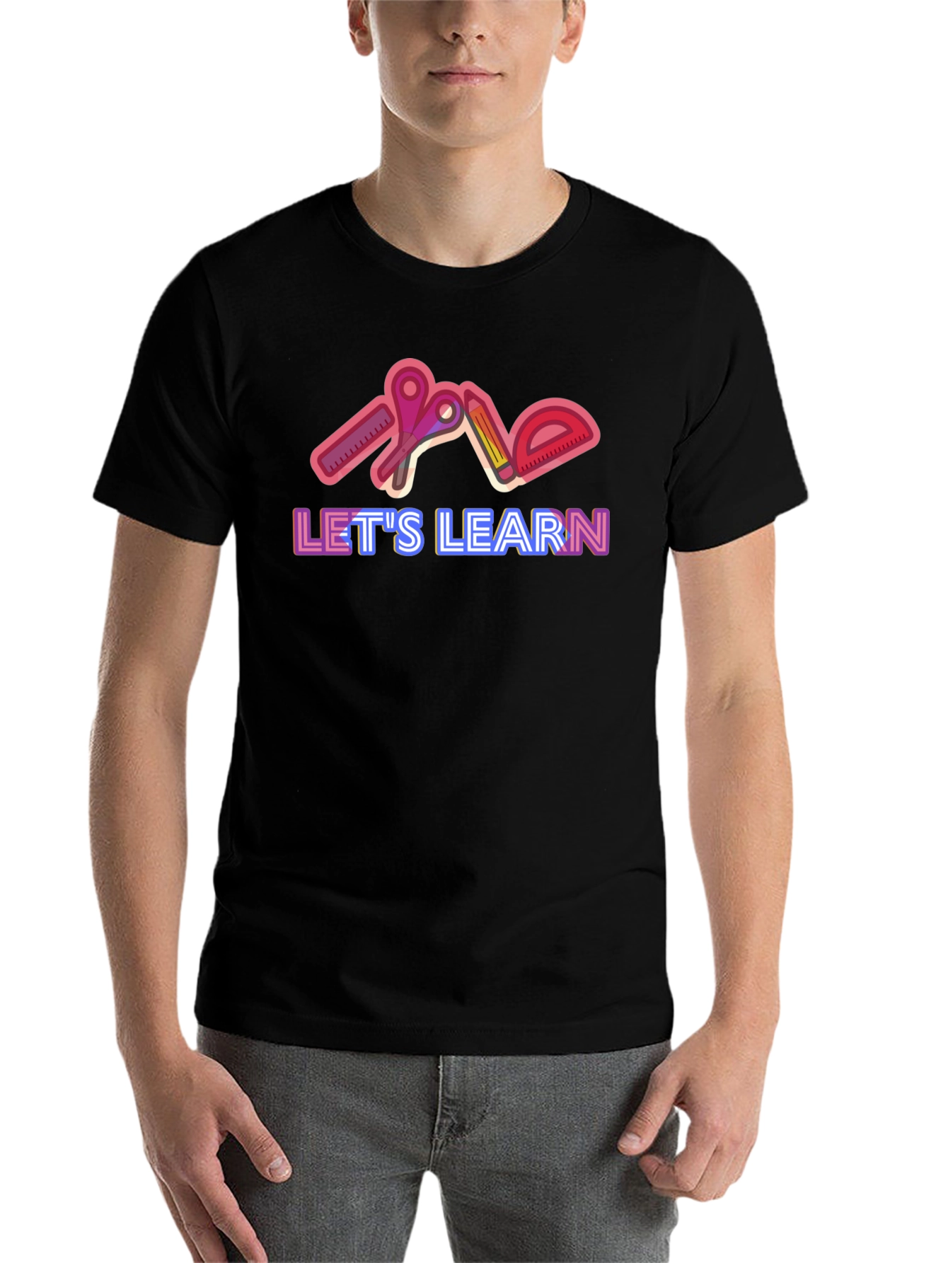 Black Let's Learn Graphic Tee - Black view 7