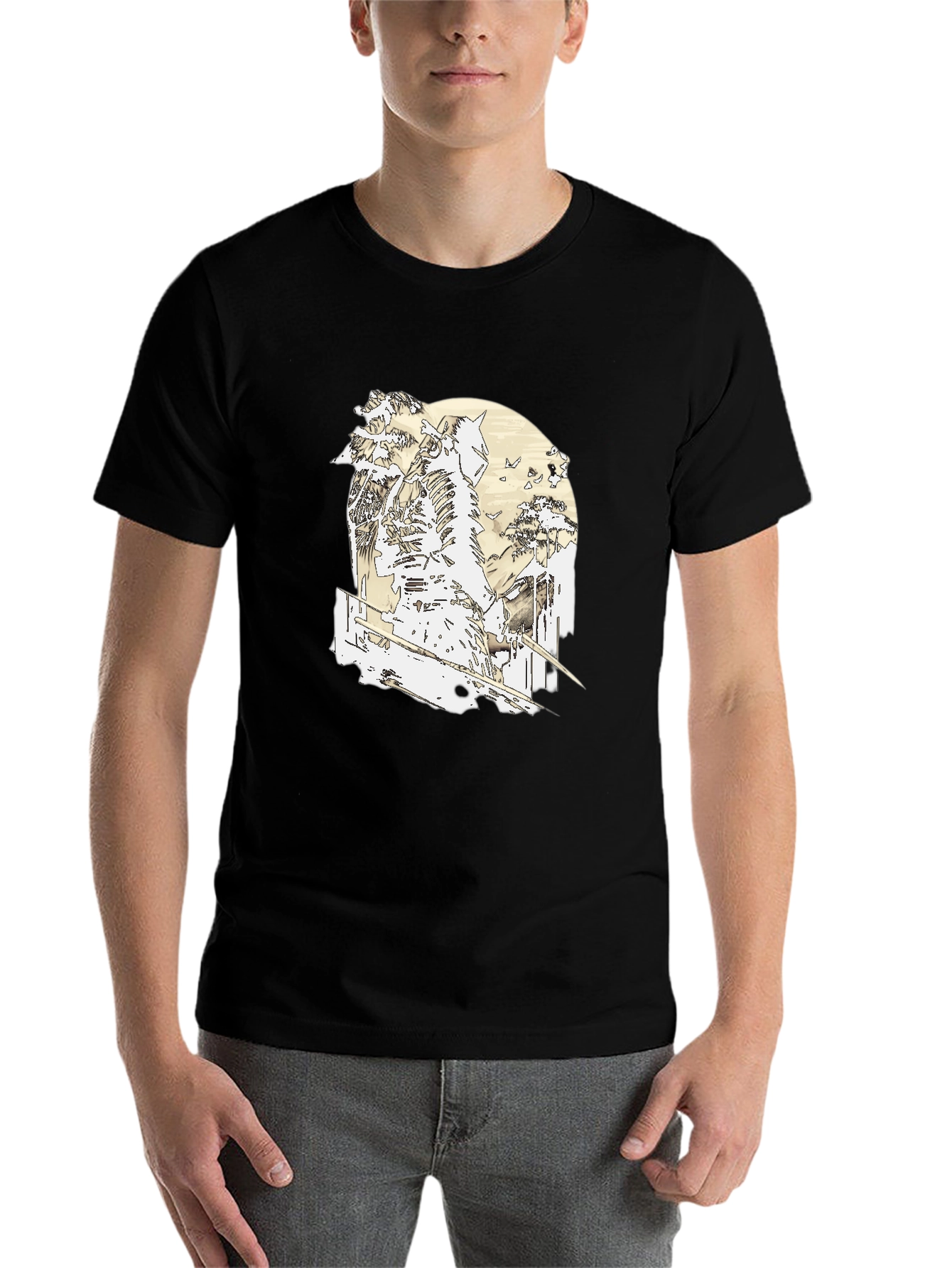 Black Samurai Warrior Graphic Black T-Shirt view 7