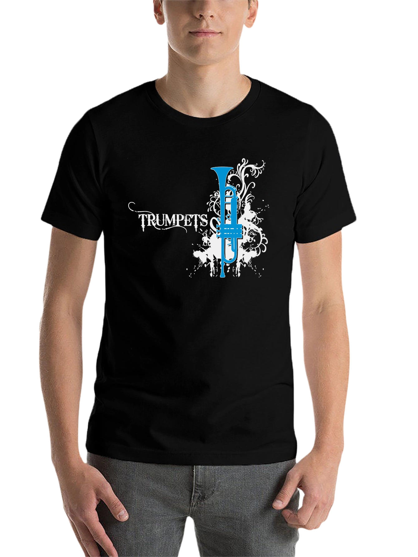 Black Trumpets Graphic Tee - Music Lover's T-Shirt view 7