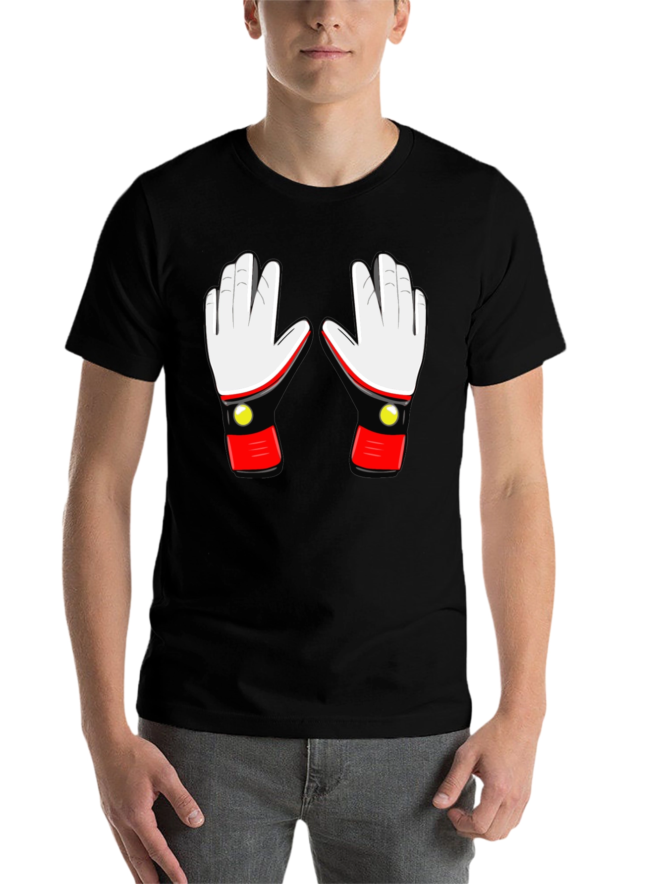 Black Retro Robot Glove Graphic T-Shirt view 7