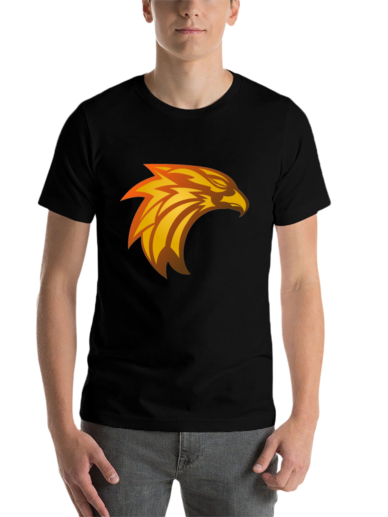 Black Black T-Shirt with Eagle Graphic Design view 7