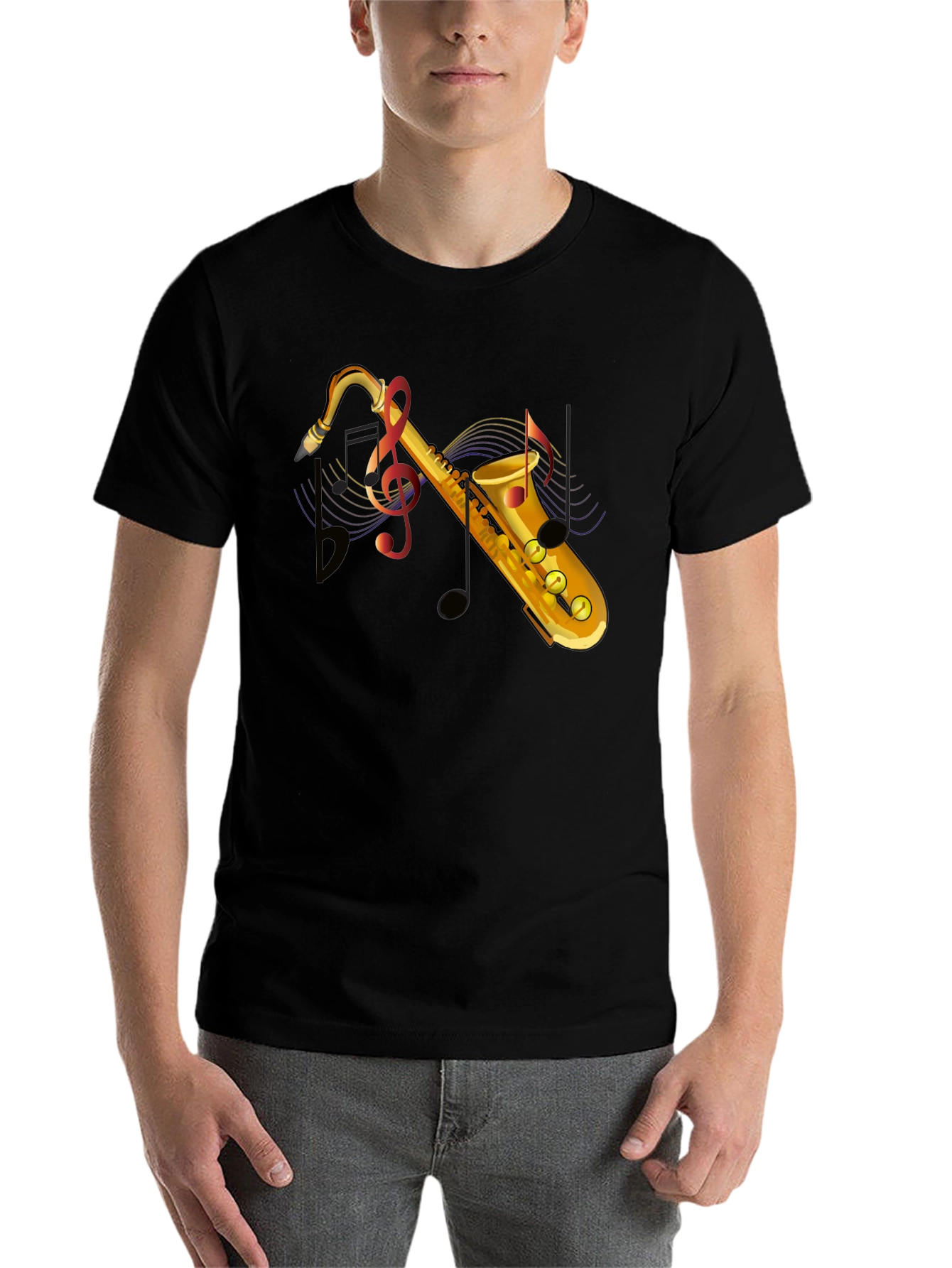 Black Saxophone Graphic T-Shirt - Music Lover Tee view 7