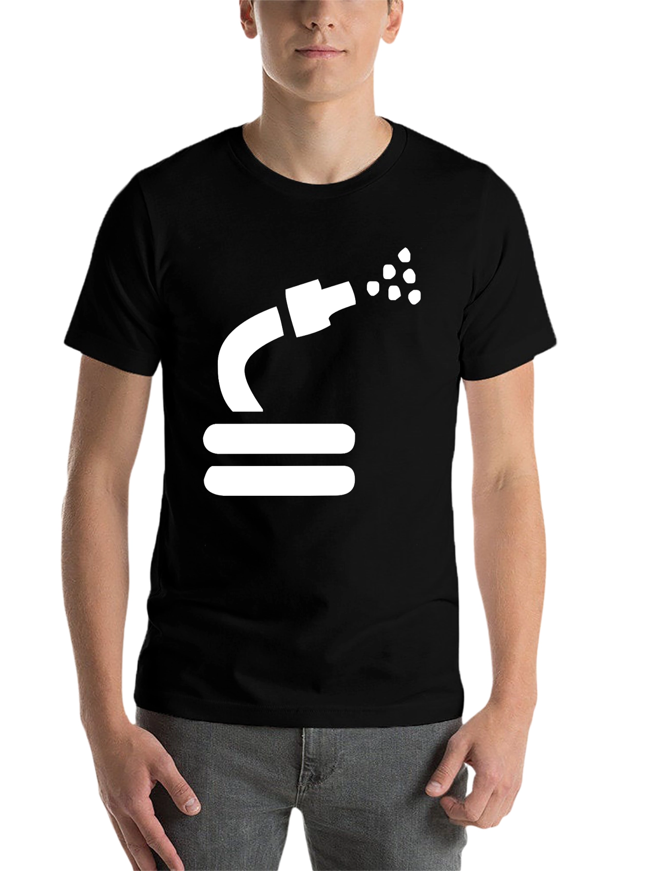 Black Black Graphic Tee: Funny Water Hose T-Shirt view 7