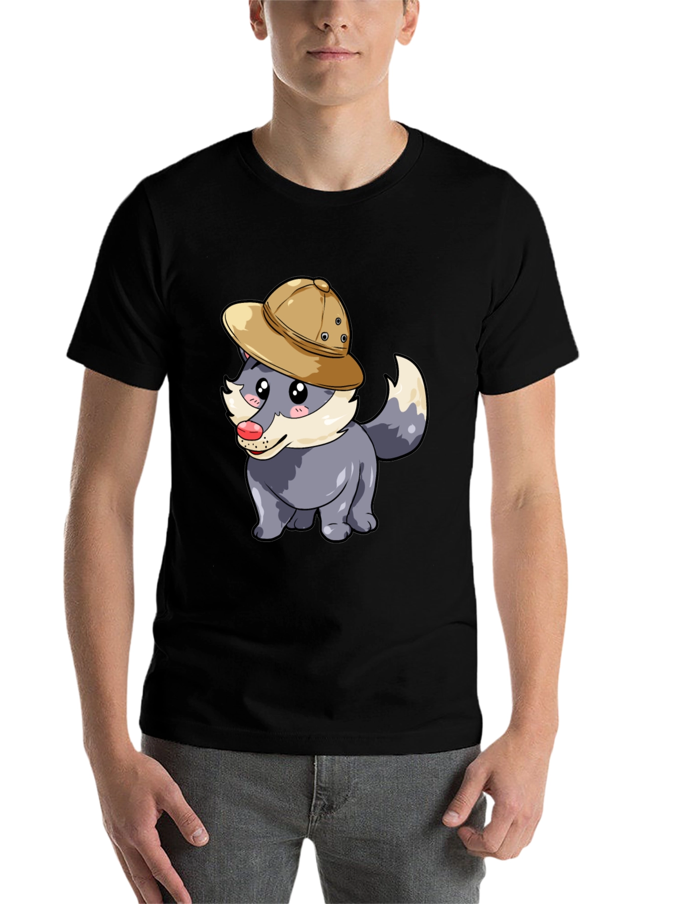 Black Safari Wolf Graphic Tee - Cute Animal Design view 7