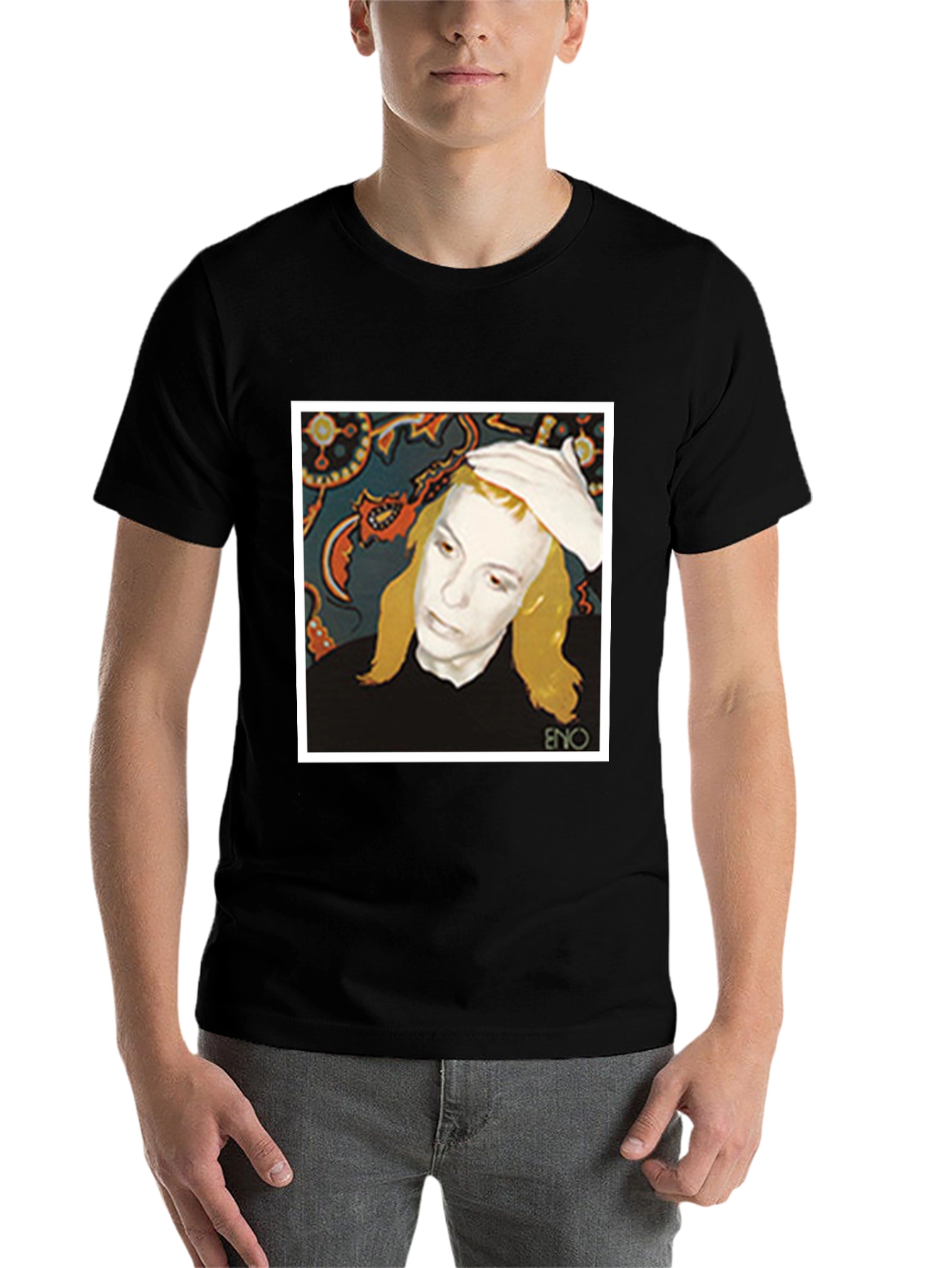 Eno Album Cover T-Shirt - Black Graphic Tee - 7
