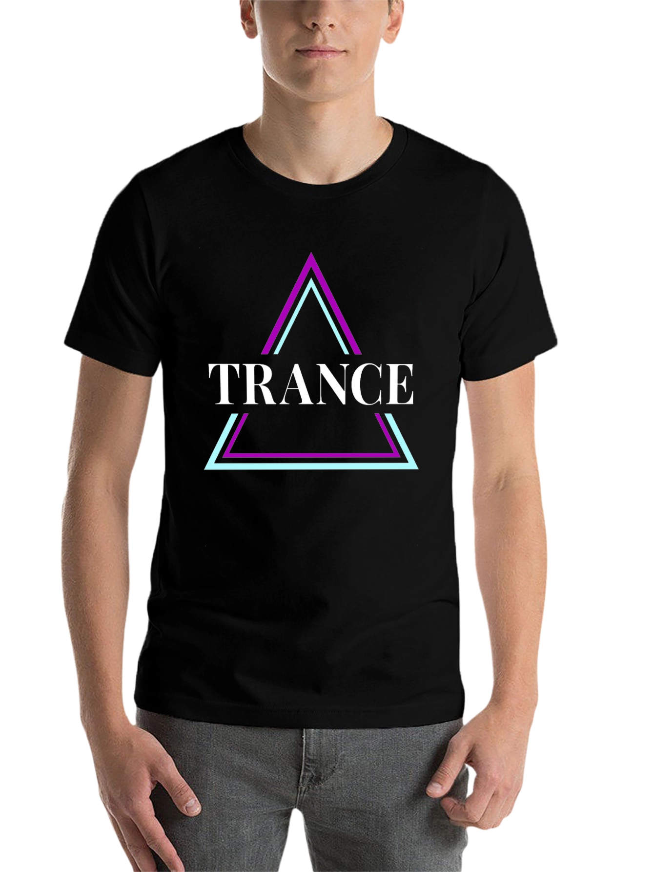 Black Trance Music Graphic Tee - Black Cotton T-Shirt view 7