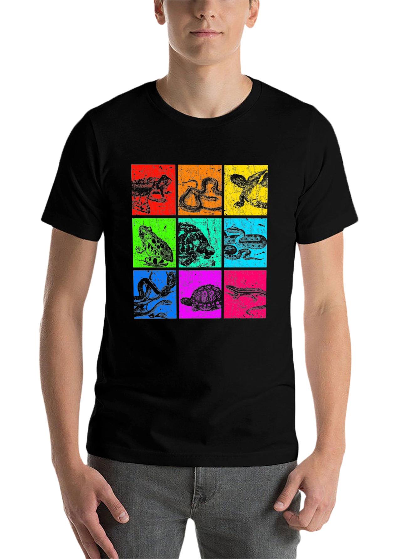 Black Reptile Pop Art Graphic T-Shirt view 7