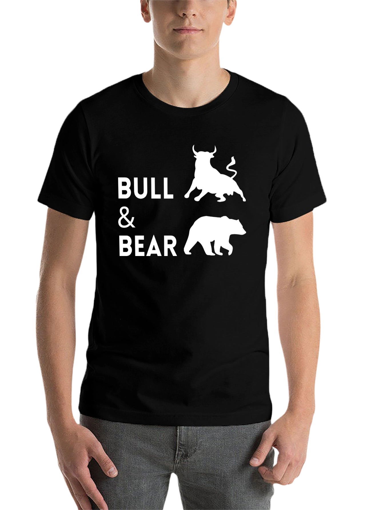 Black Bull and Bear Graphic Tee - Stock Market T-Shirt view 7