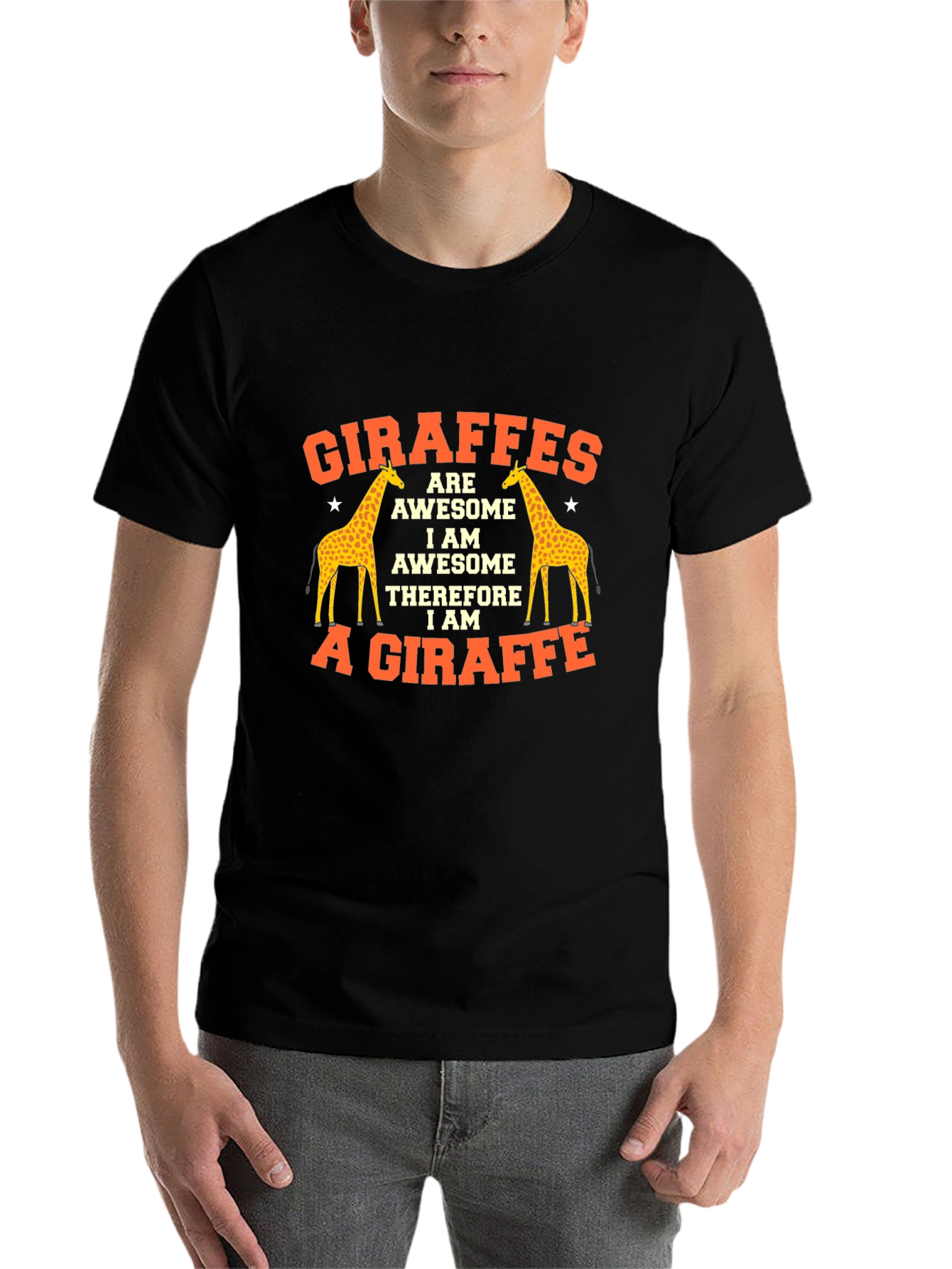 Black Giraffe Awesome Graphic T-Shirt, Funny Animal Tee view 7
