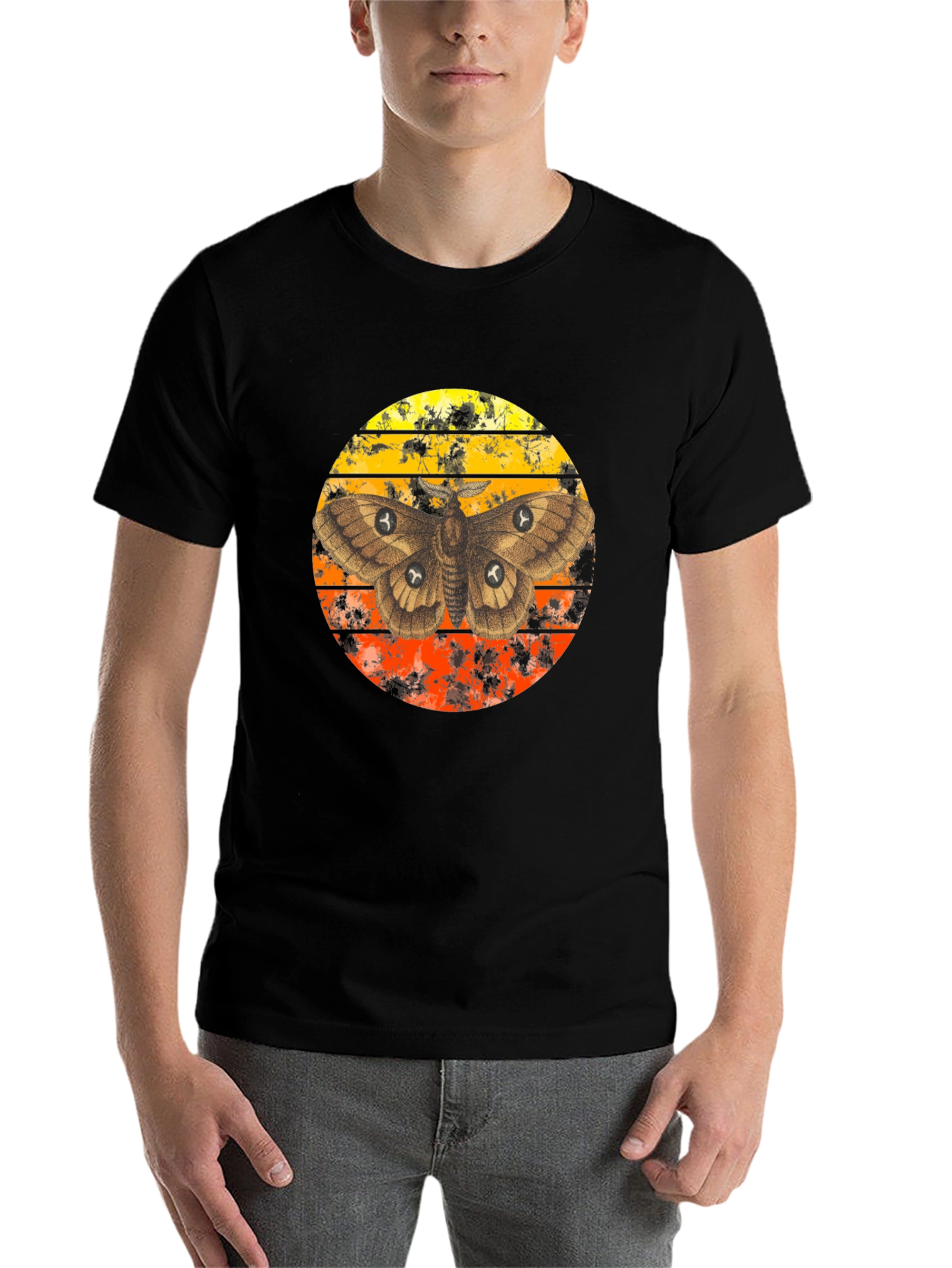 Black Moth Sunset Graphic T-Shirt view 7