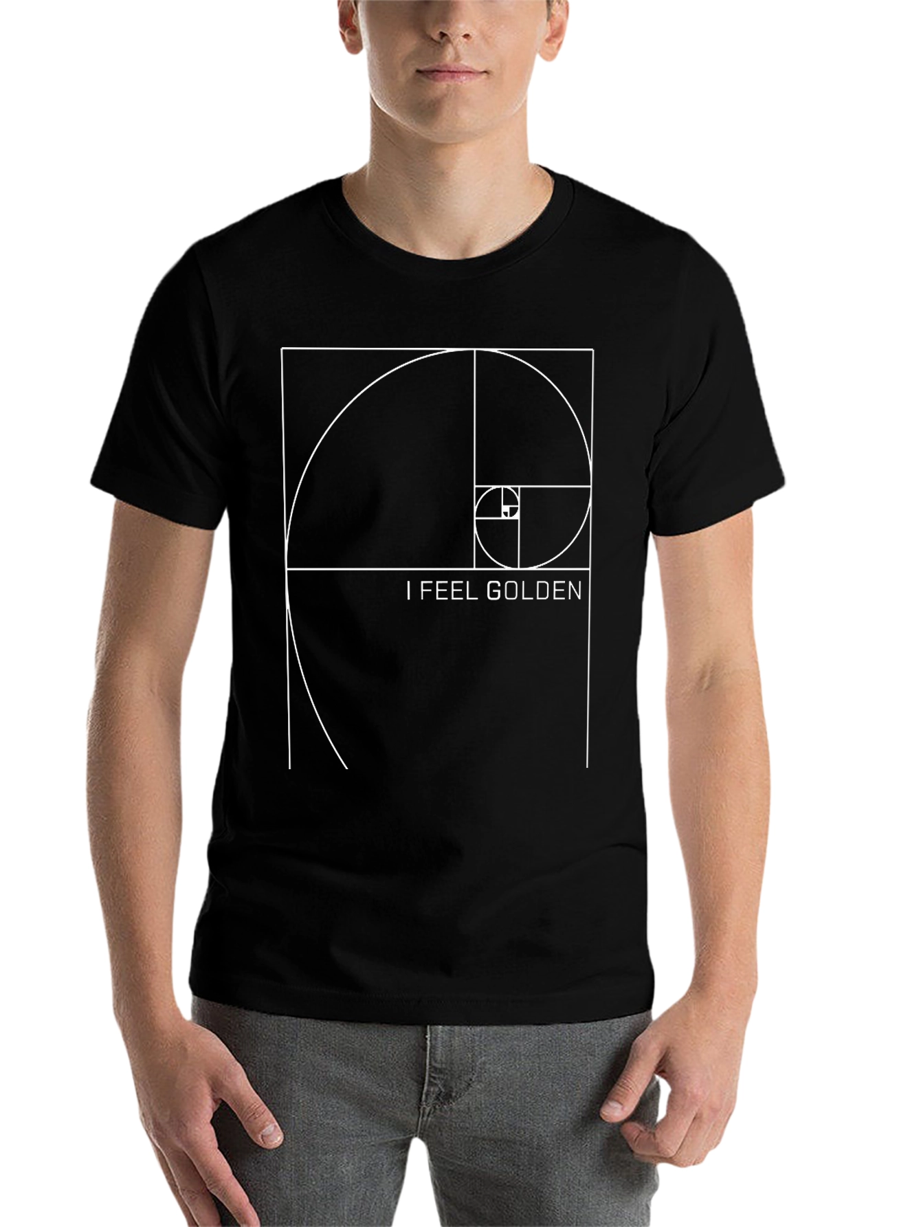 Black I Feel Golden Fibonacci Spiral Tee view 7