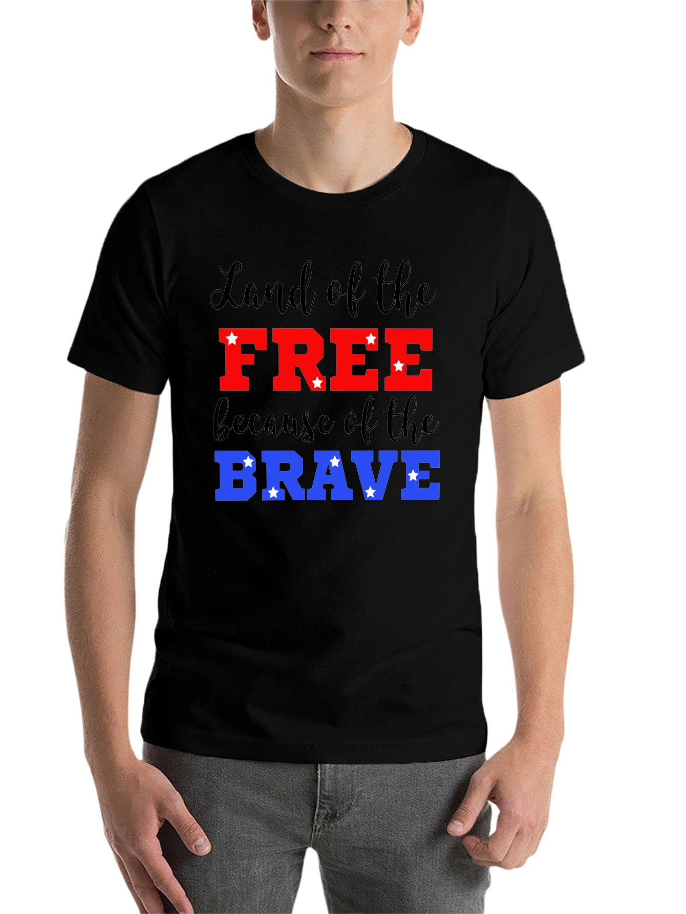 Black Patriotic Land of the Free T-Shirt view 7