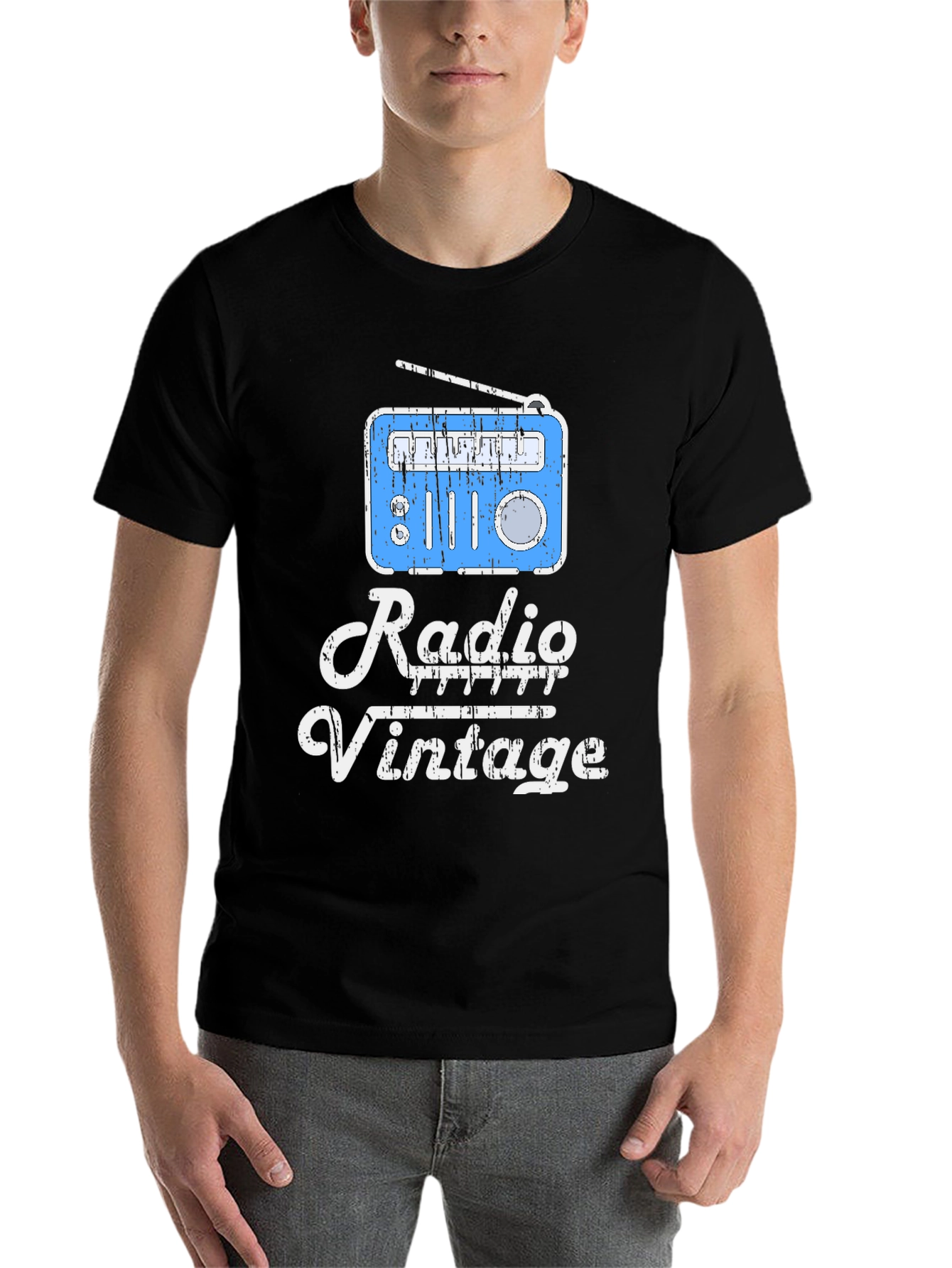Black Vintage Radio T-Shirt - Retro Style view 7