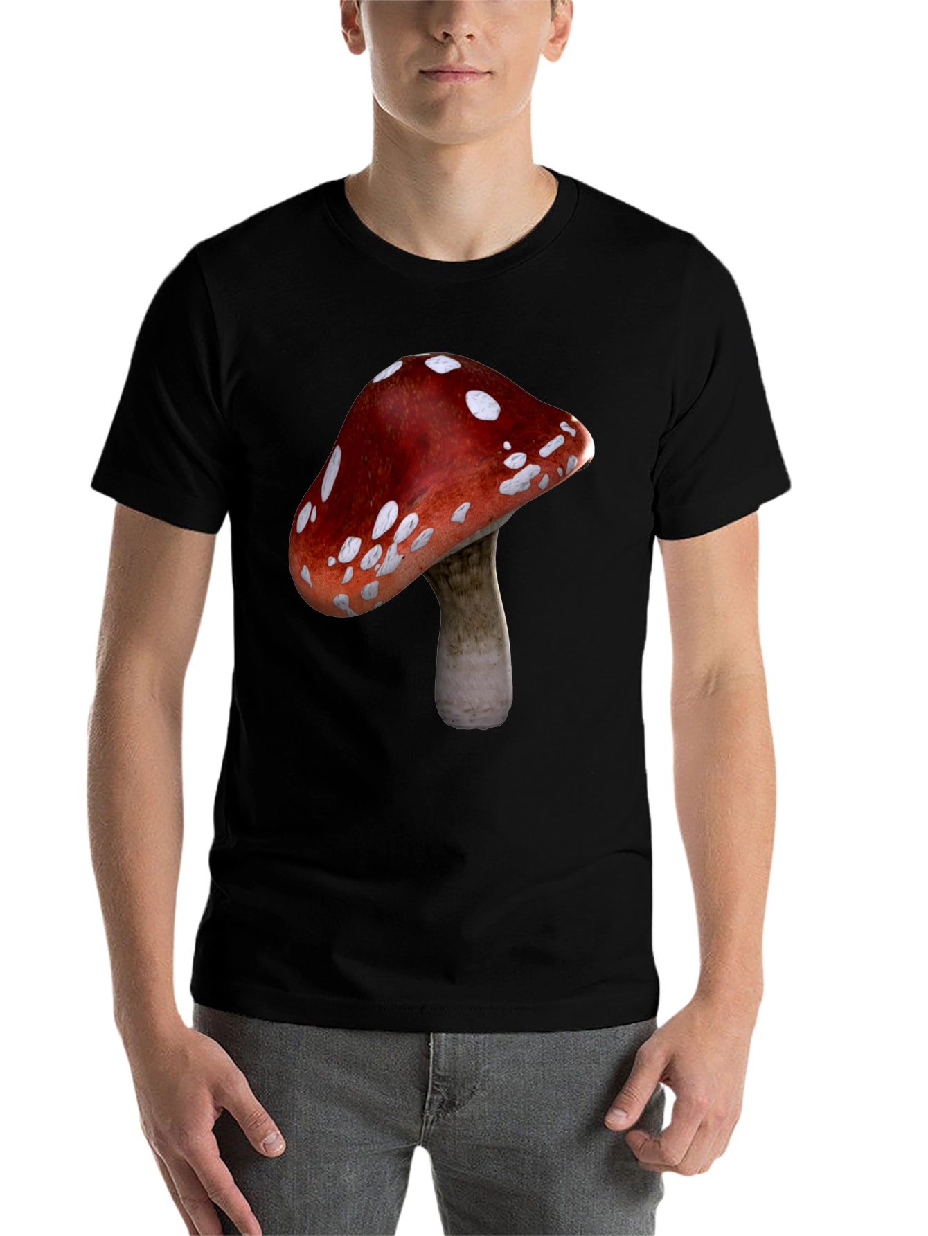 Black Mushroom Graphic Black T-Shirt view 7