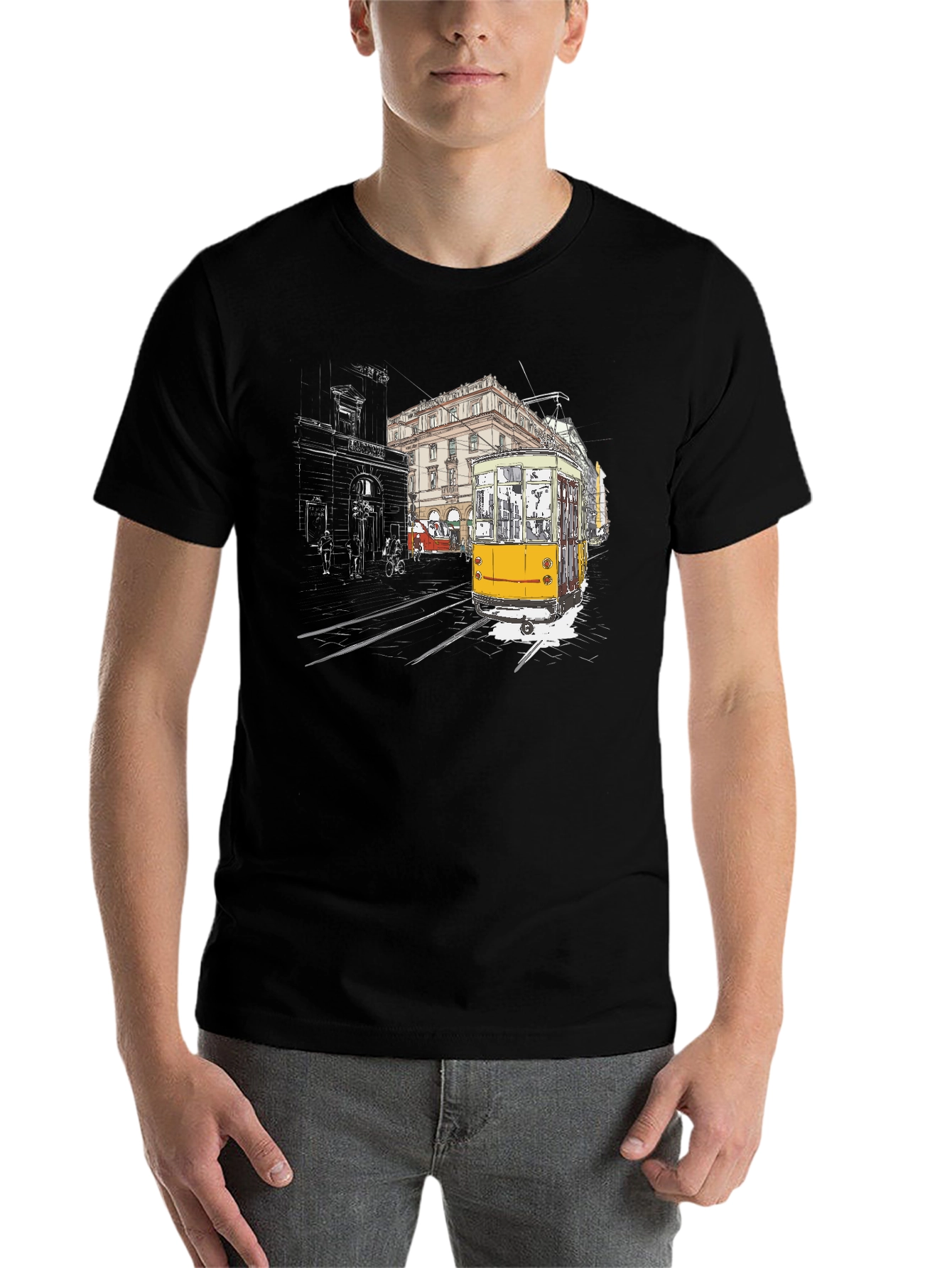 Black Urban Tram Graphic Tee - Black view 7