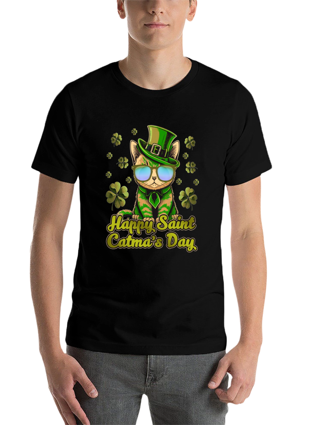 Black Happy Saint Catma's Day Black T-Shirt view 7