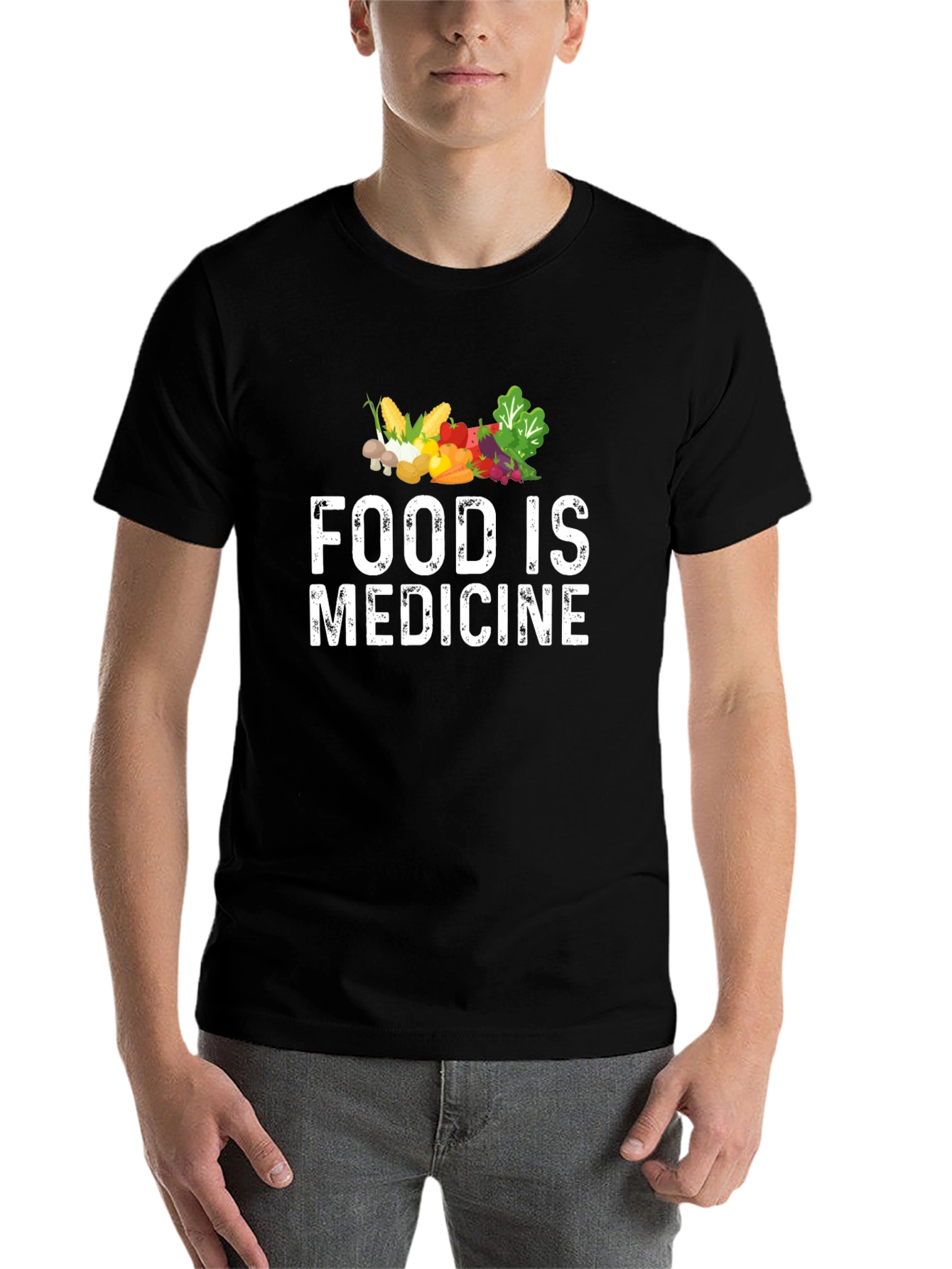 Black Food is Medicine T-Shirt - Black, Healthy Living Apparel view 7